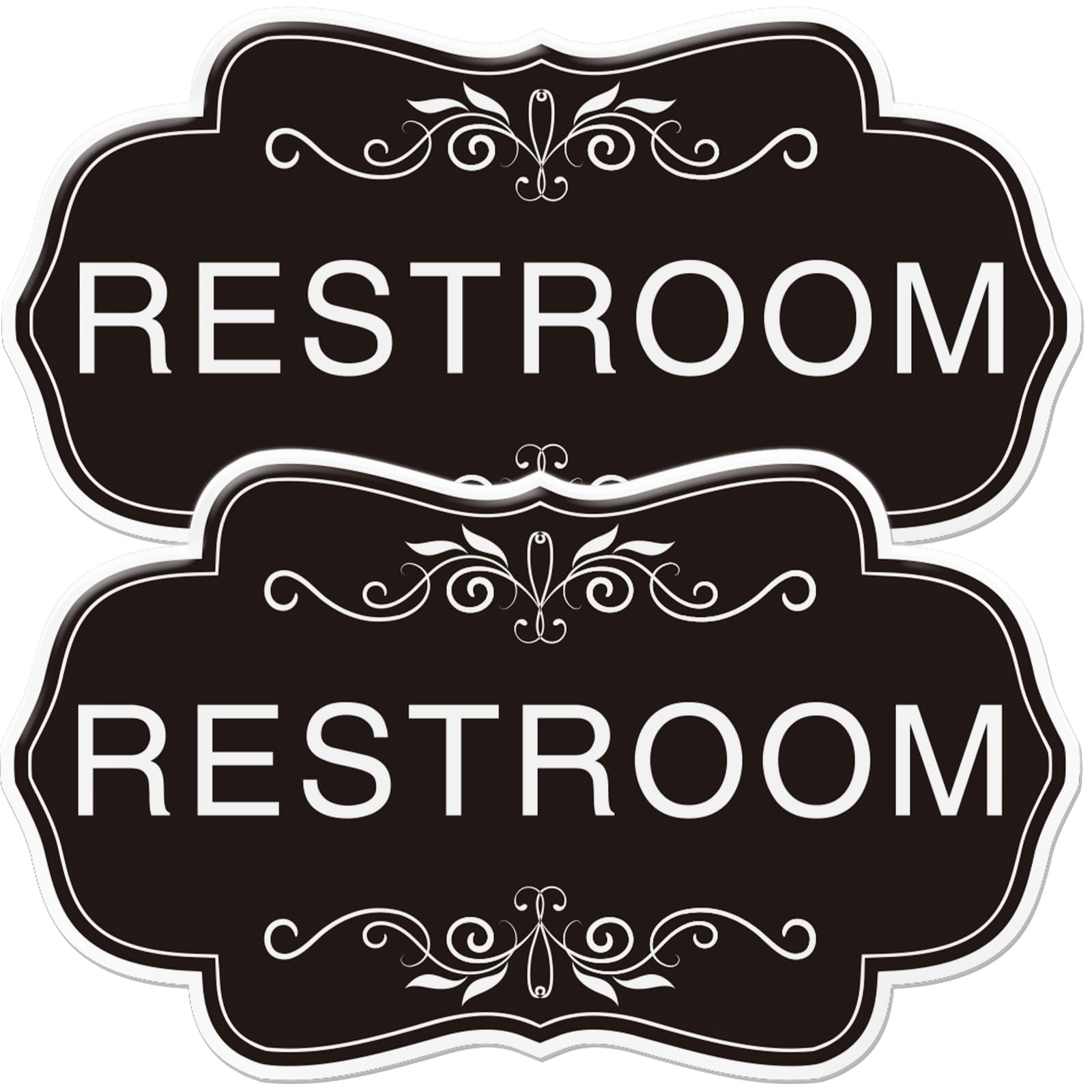 Designer Restroom Sign Unisex Bathroom Signage Door Wall Decor Plaque Black