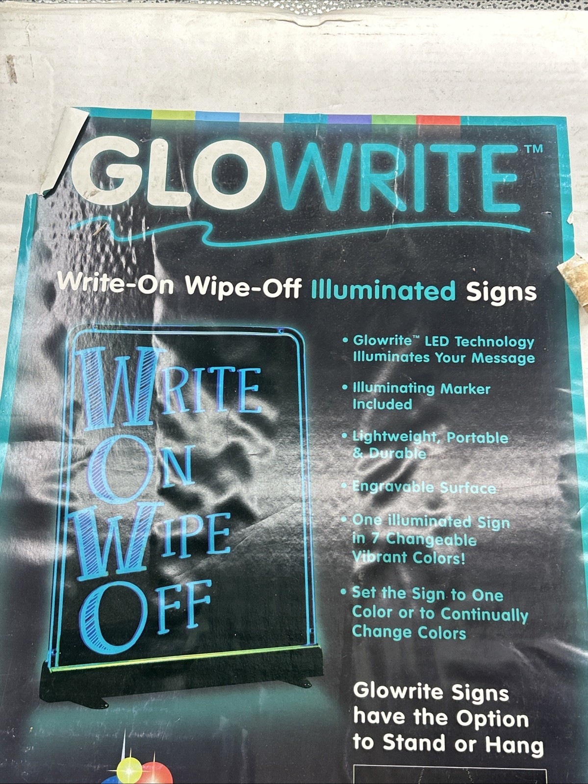 Glowrite LED Illuminated Sign 12&Prime; x 18&Prime; write on wipe off Message Board
