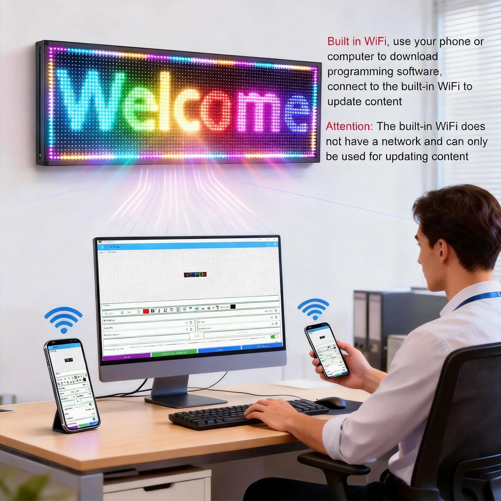 JINBLIZZARD 39&Prime;×14&Prime; Programmable Led Sign – Scrolling for Business Ads