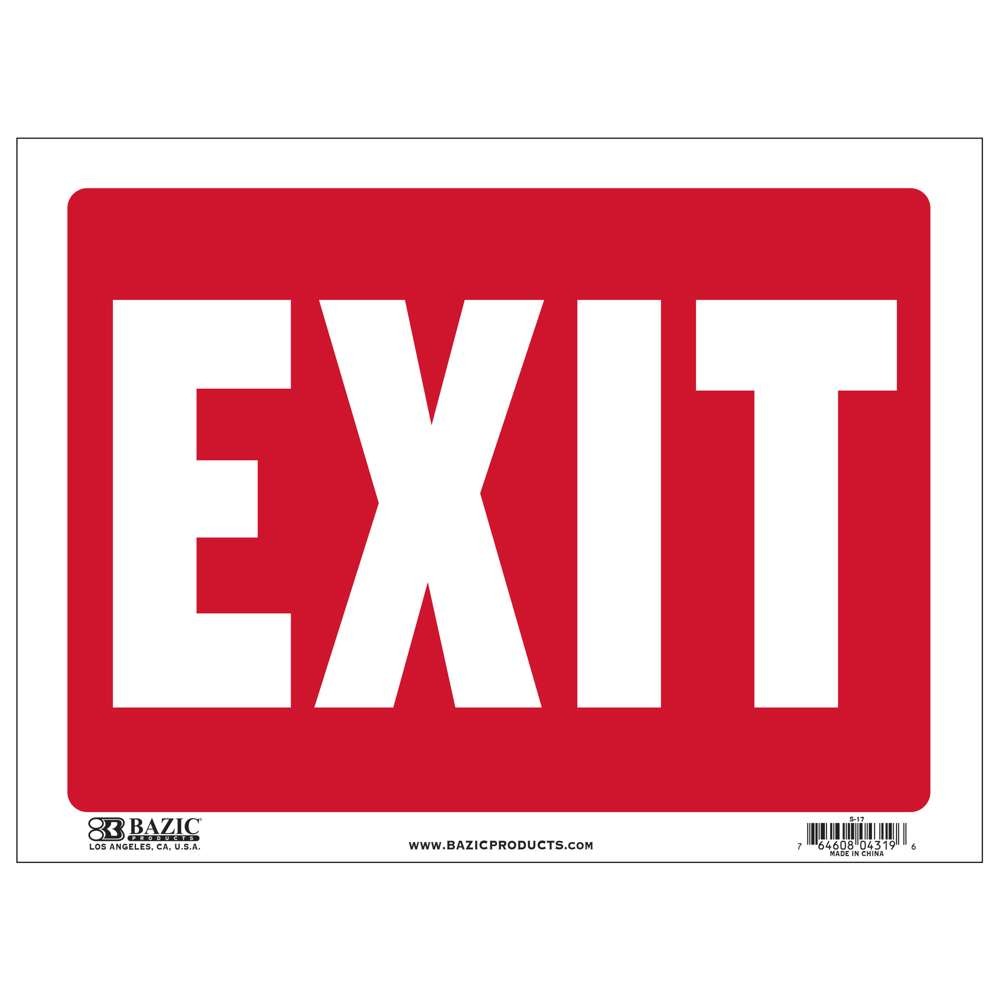 BAZIC 9&Prime; X 12&Prime; Exit Sign, pack of 24