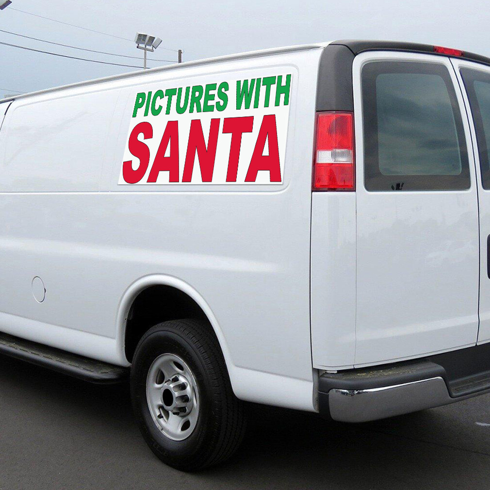 Car Magnet Set of 2 Pictures with Santa Green Red Industrial Sign