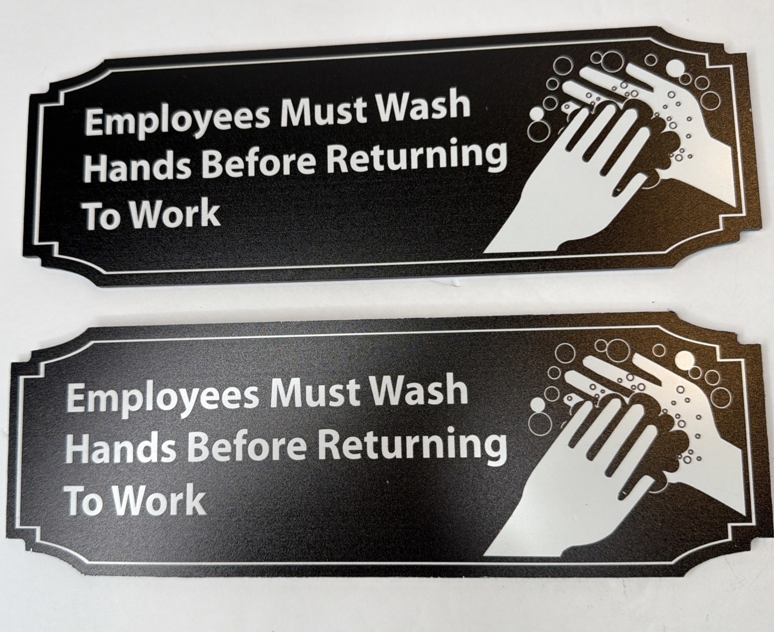 Employees Must Wash Hands Before Returning to Work Sign PVC 9×3 Set of 2 – NEW
