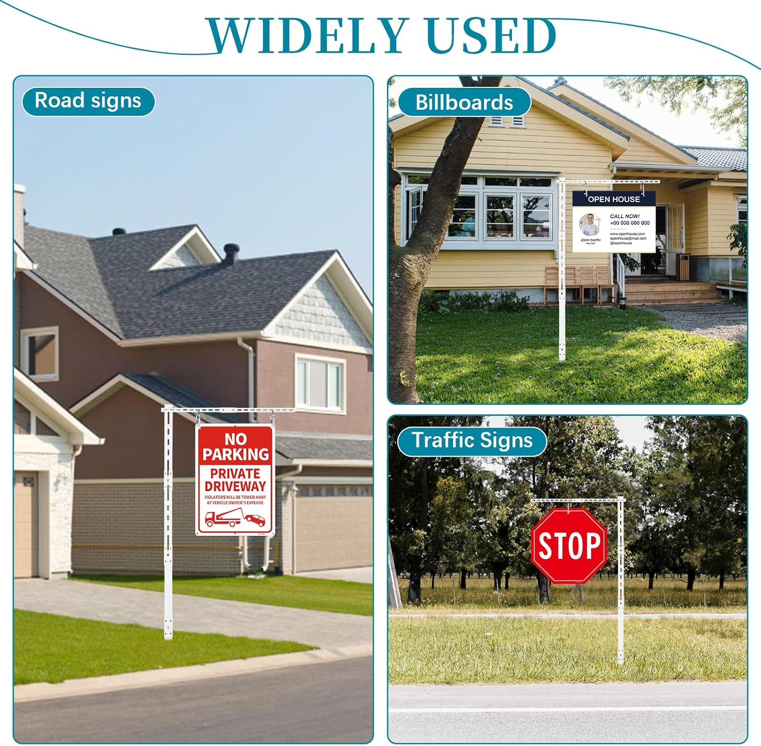 Heavy Duty 6 Ft Metal Real Estate Sign Post with Rust-Proof Coating