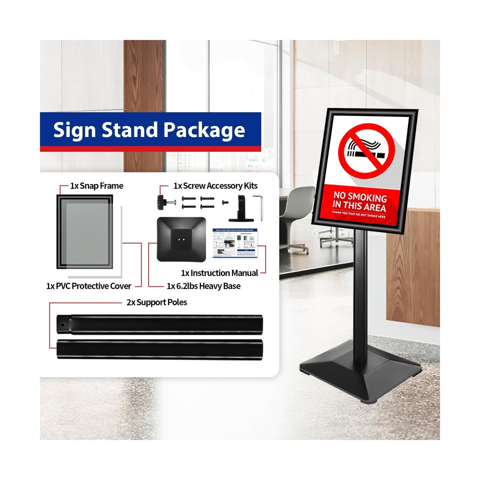 Sign Stand 11x17inch Pedestal Sign Holder Poster Stand 3Packs Adjustable Floo…