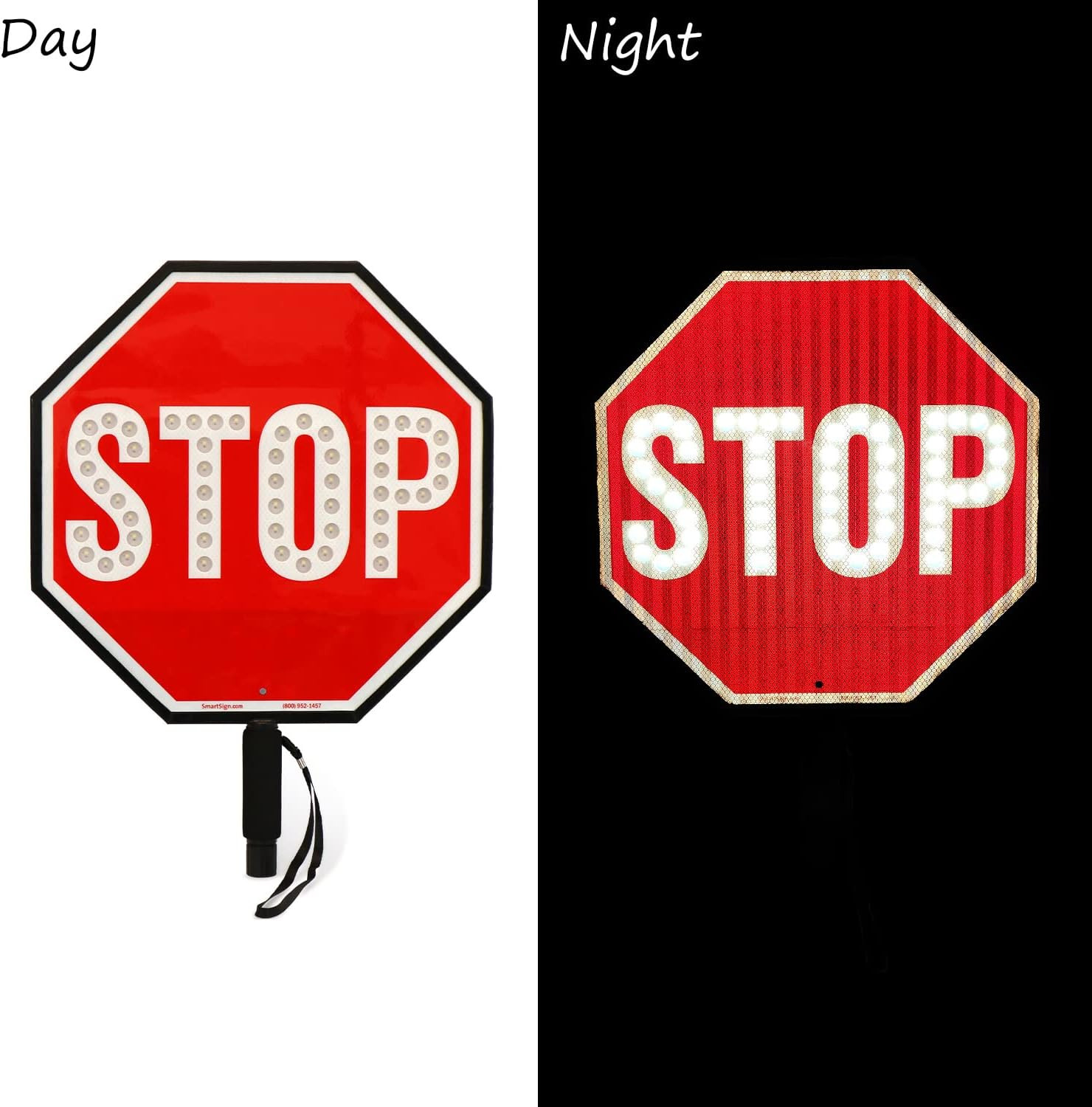 LED Stop Paddle – Rechargeable Reflective Handheld Sign with Dual Light Modes