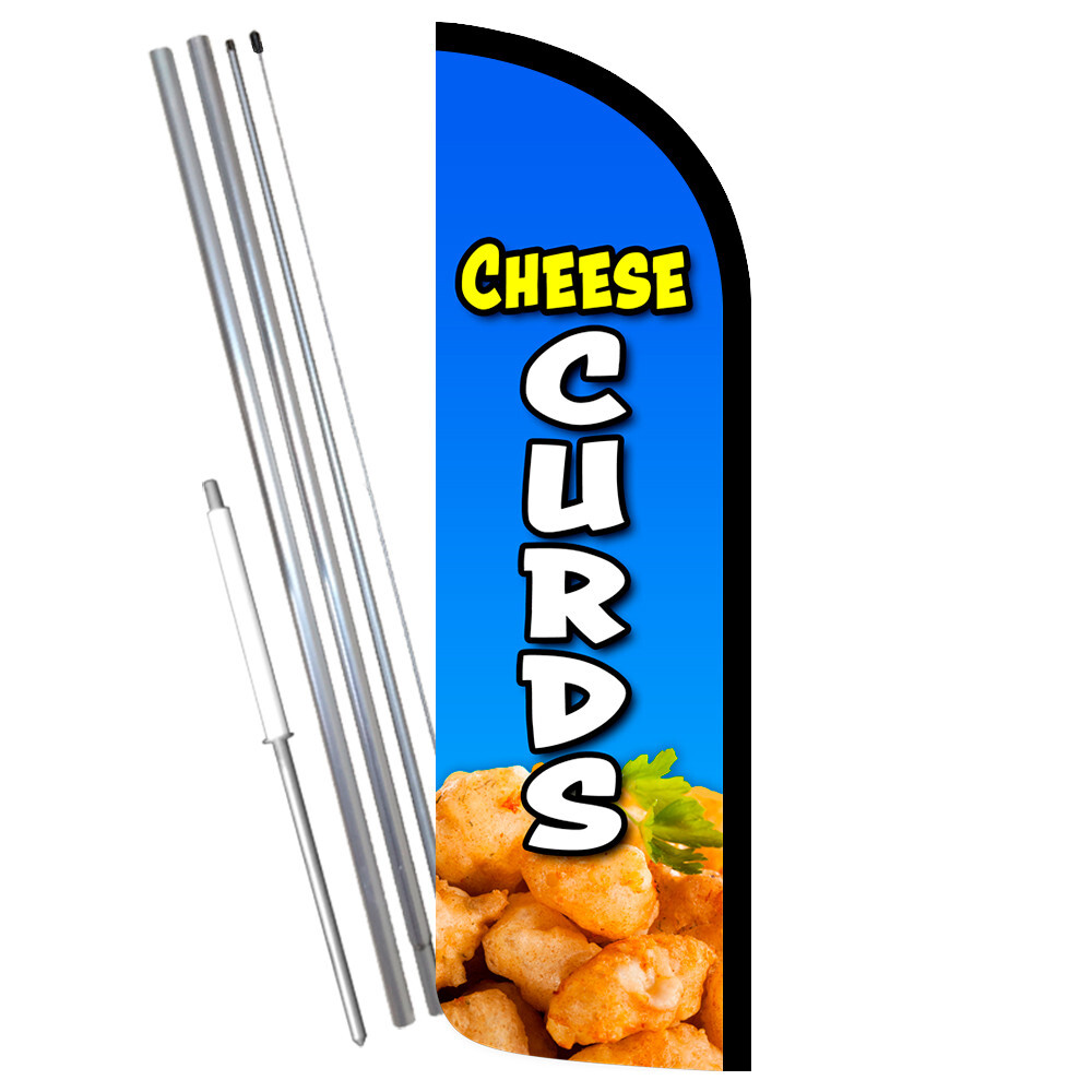 Cheese Curds Premium Windless Feather Flag Bundle (Complete Kit) OR Optional Rep