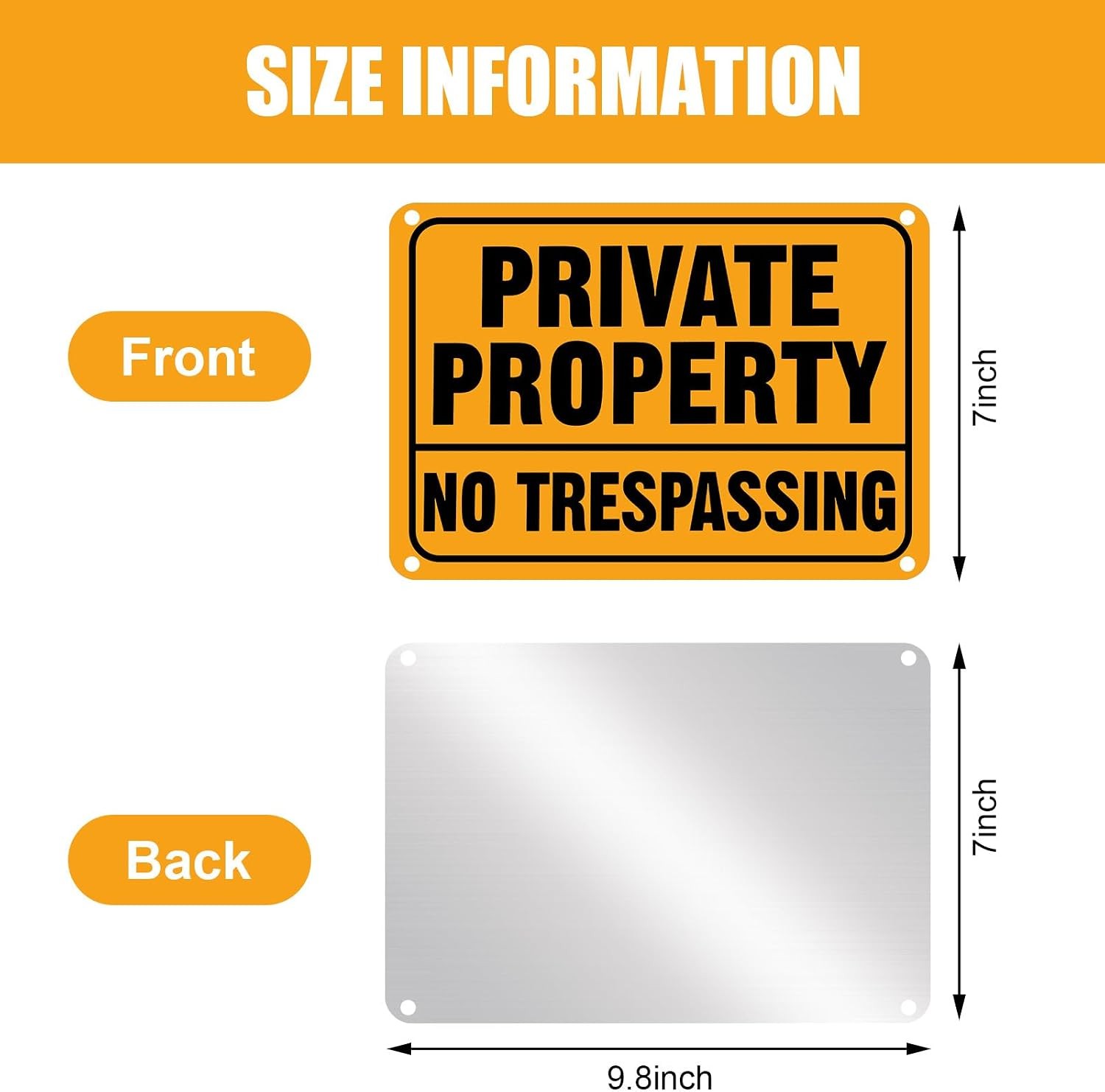 Reflective No Trespassing Signs 4 Pack 7×10 Aluminum Warning Property Security