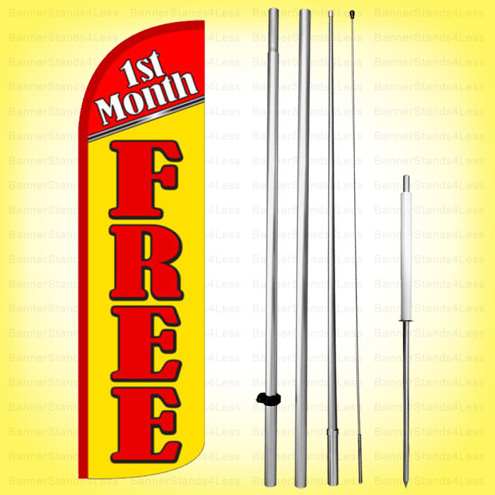1ST MONTH FREE – Windless Swooper Flag Kit 15&prime; Feather Banner Sign rq-h