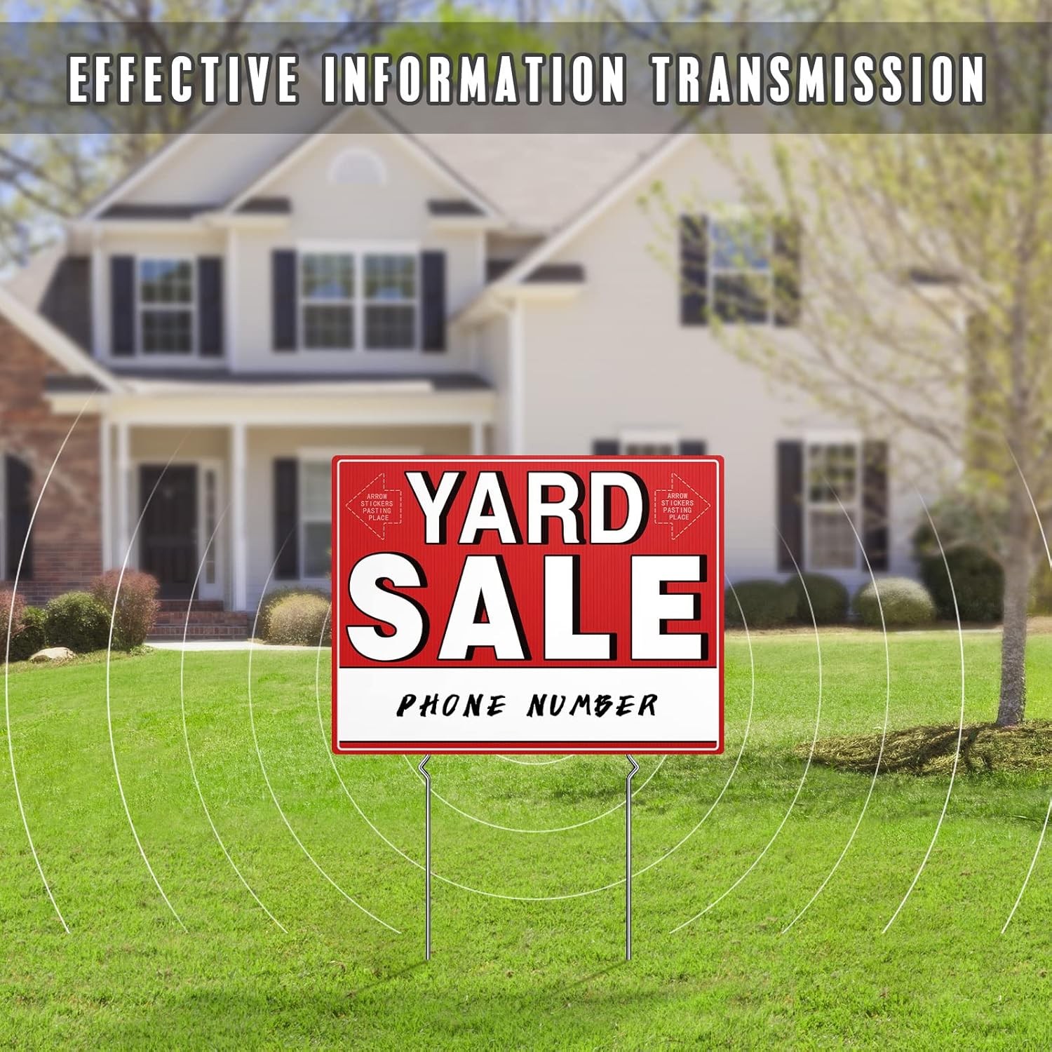 Yard Sale Signs, 3 Pcs Garage Signs with Metal Stakes, 17&Prime; X 13&Prime;, Double Sided Y