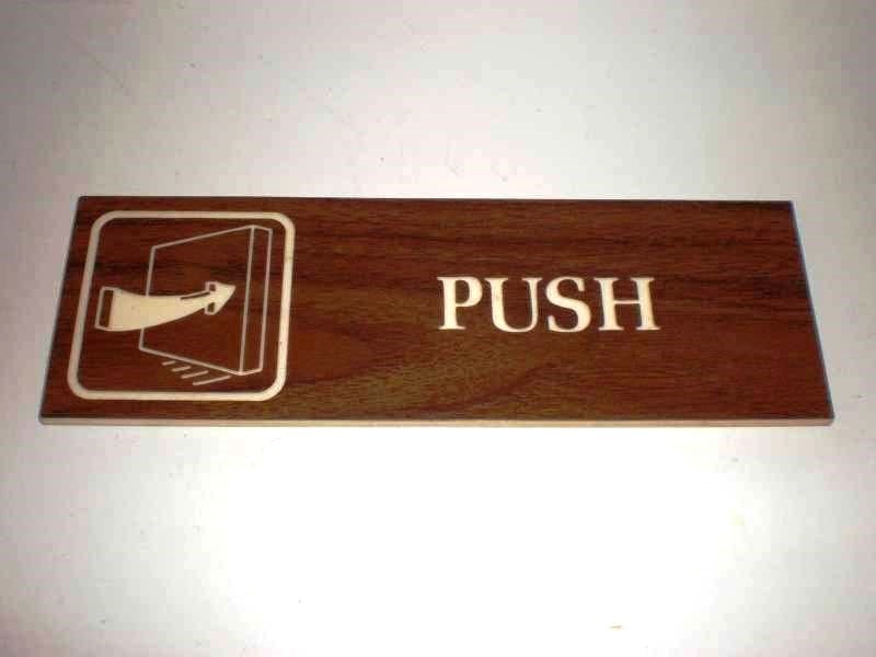 Retro Push door sign Traex 4502 3×9&Prime; Brown Self-Adhesive Shop Office Entrance