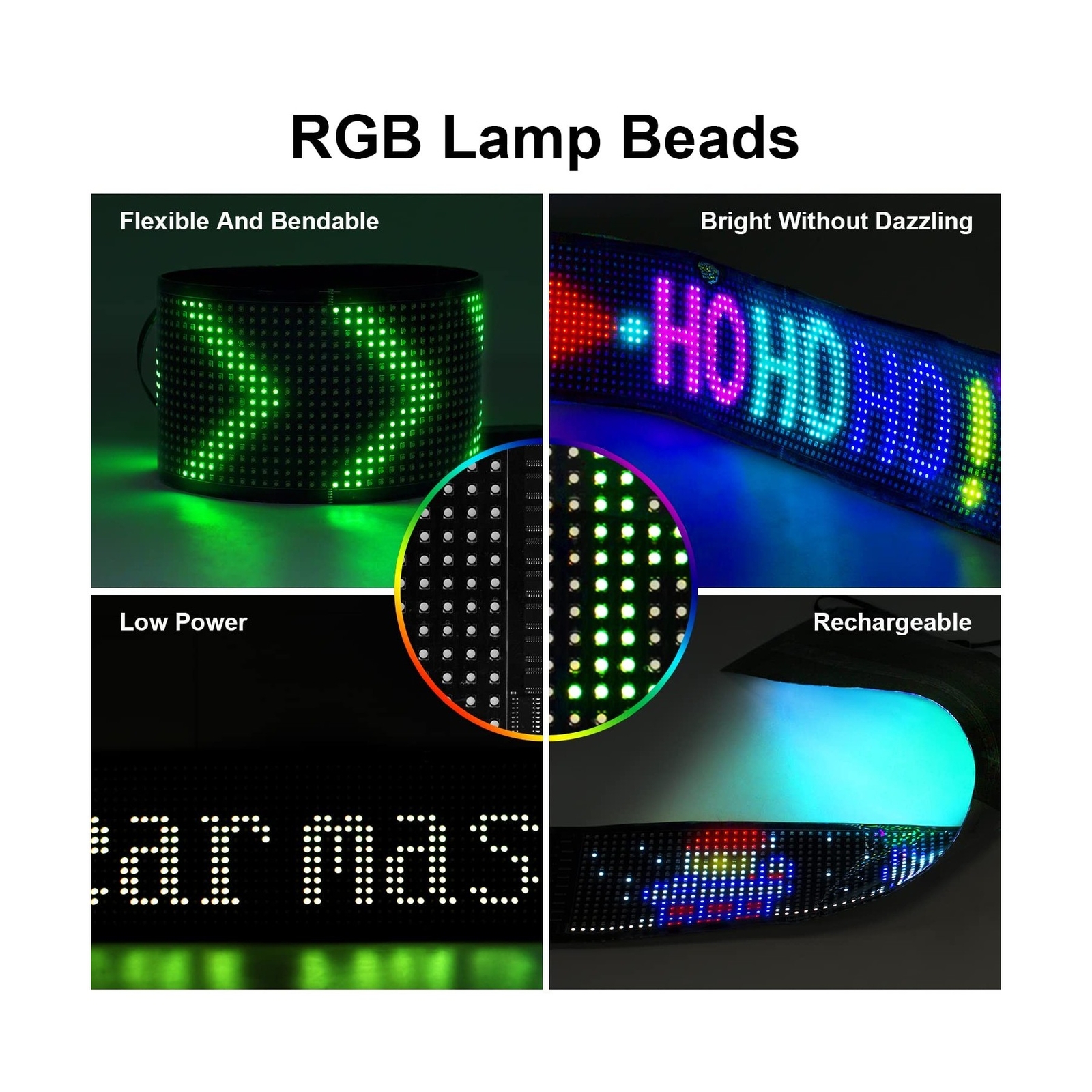 HOIOS LED Sign for Car Super Bright Programmable LED Sign USB 5V Flexible LED…