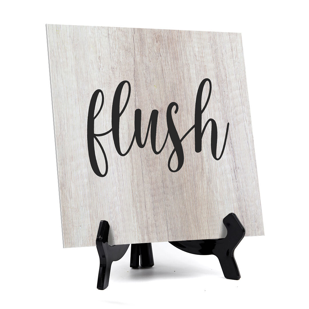 Signs ByLITA Flush, Wood, Square Bathroom Table Sign (5&Prime; x 5&Prime;)