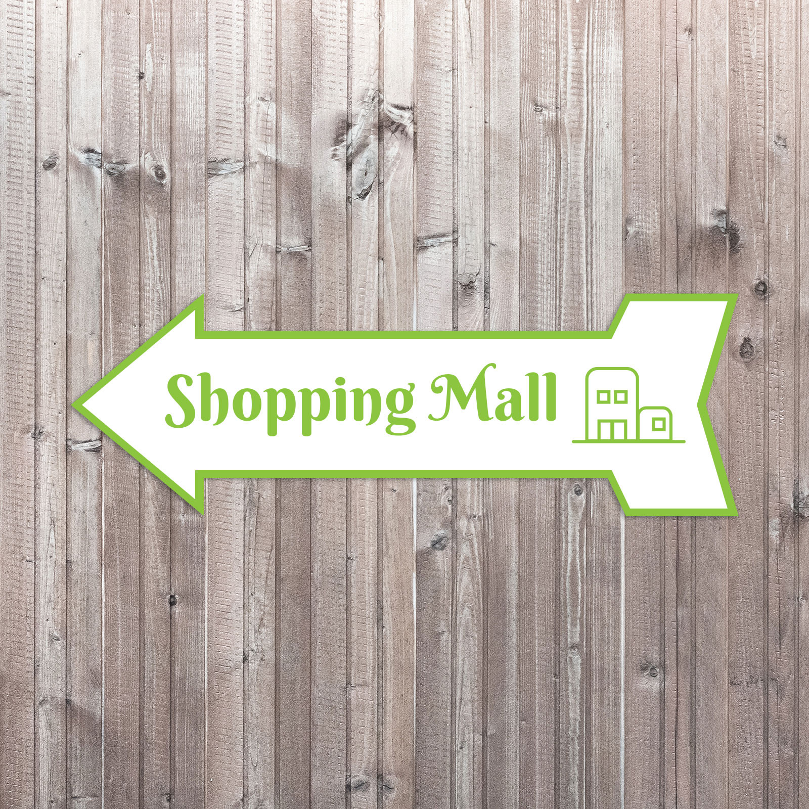 Arrow Shape Shopping Mall 12×4&Prime; Wall or Door Sign | Public Shop Signage