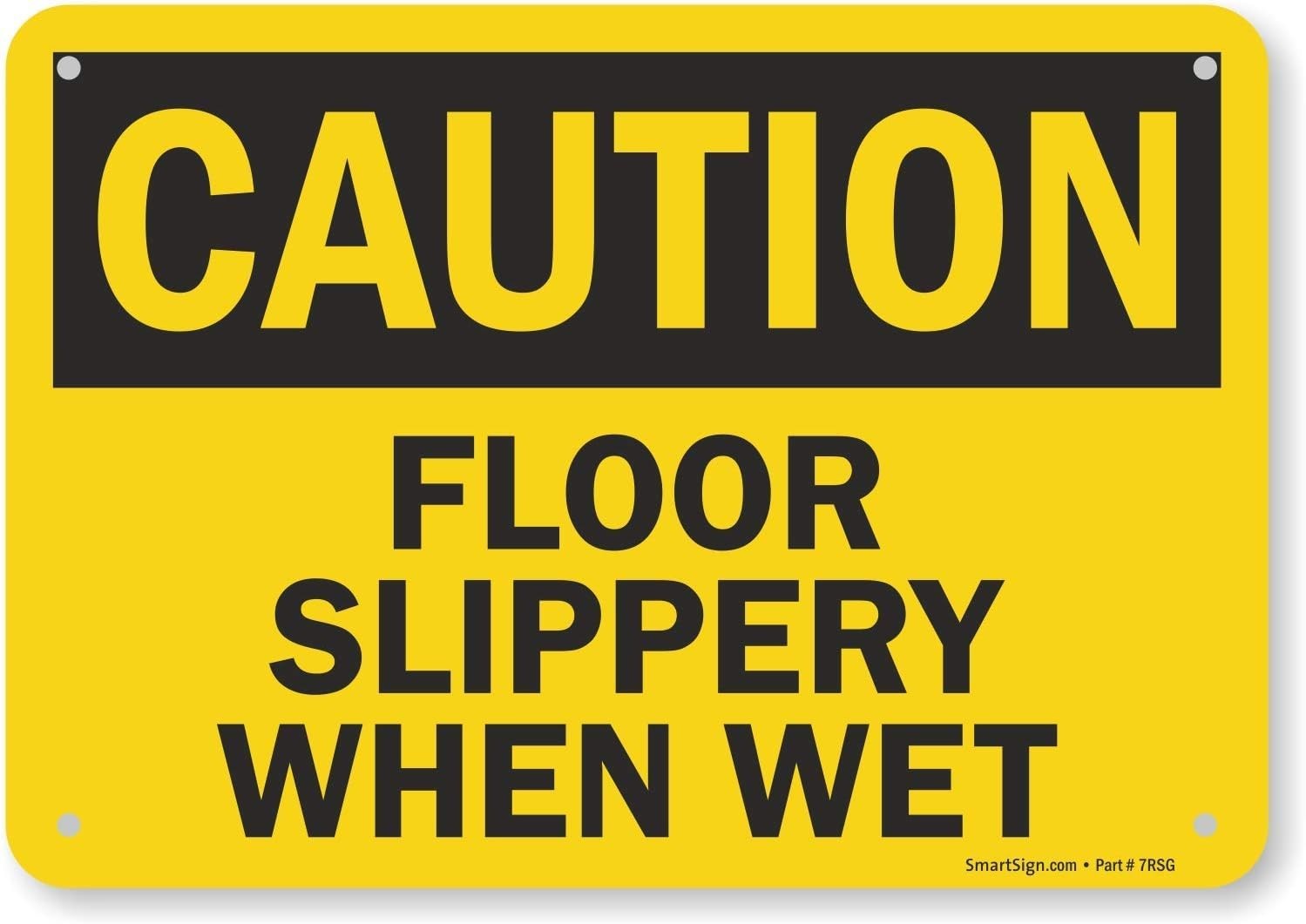 Plastic Caution Sign – 7” x 10” Slippery When Wet – Easy Mounting & Safe Design
