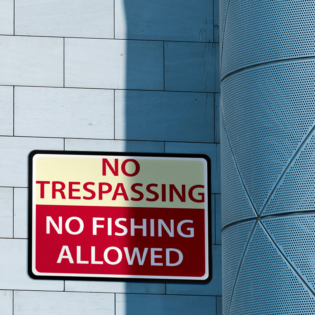 Aluminum Horizontal Metal Sign No Trespassing Fishing Allowed Activity Park Red