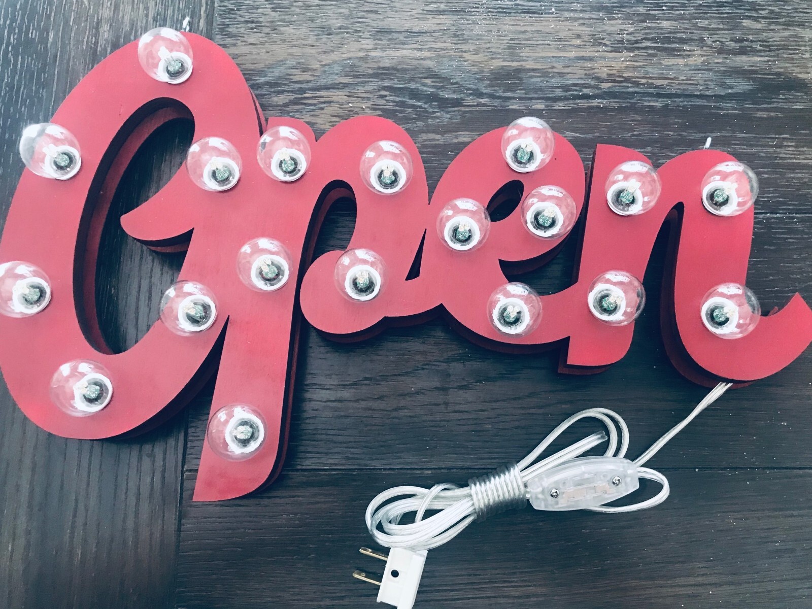 Handmade OPEN Lighted Sign Marquee Business Sign, CUSTOM with Free Shipping