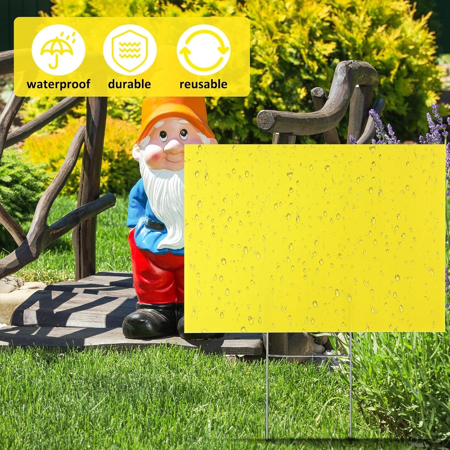 24 Blank Yard Signs with H Stakes – 12×18&Prime; Waterproof Custom Plastic – Yellow
