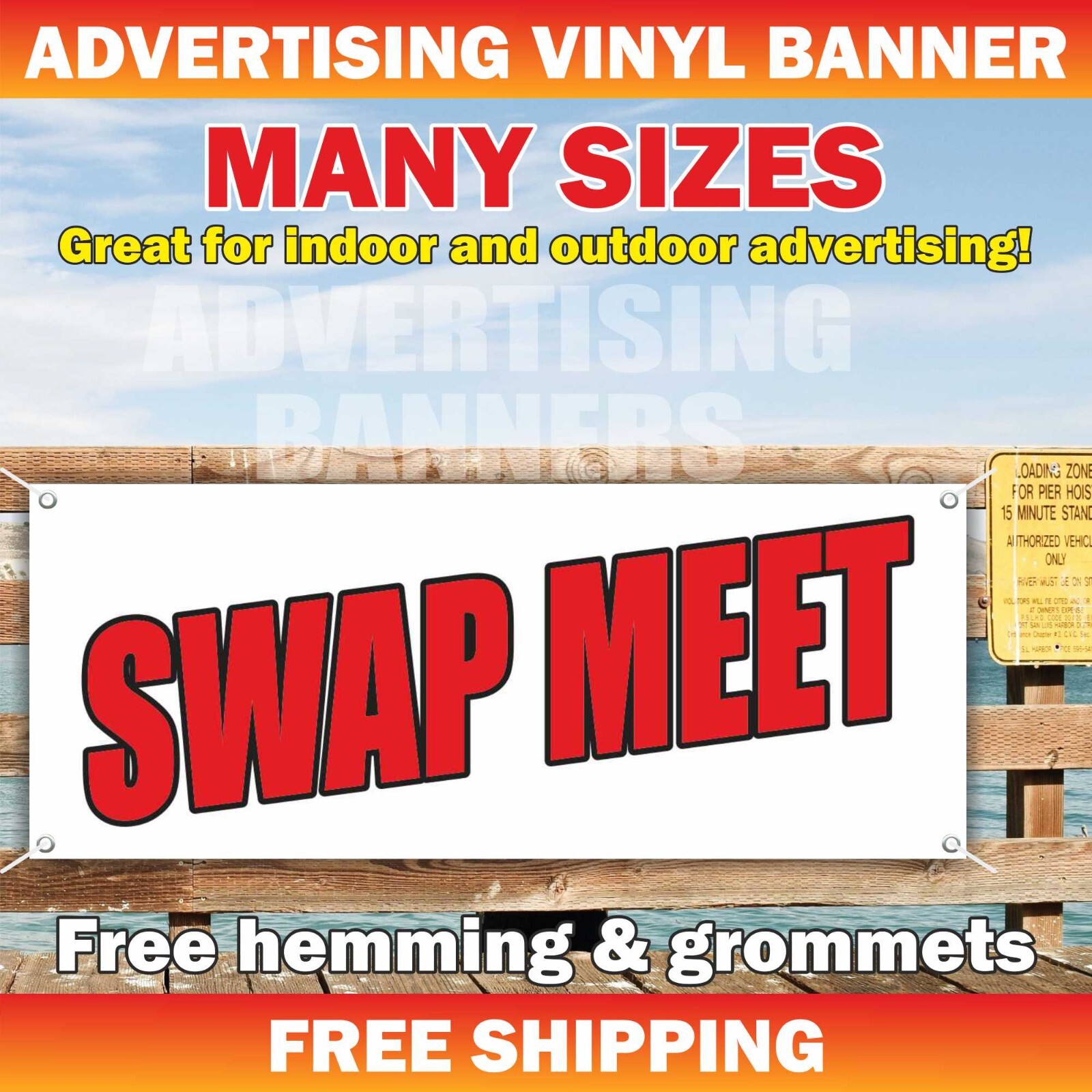 SWAP MEET Advertising Banner Vinyl Sign Flea Market Antique Outdoor Mall Bazaar