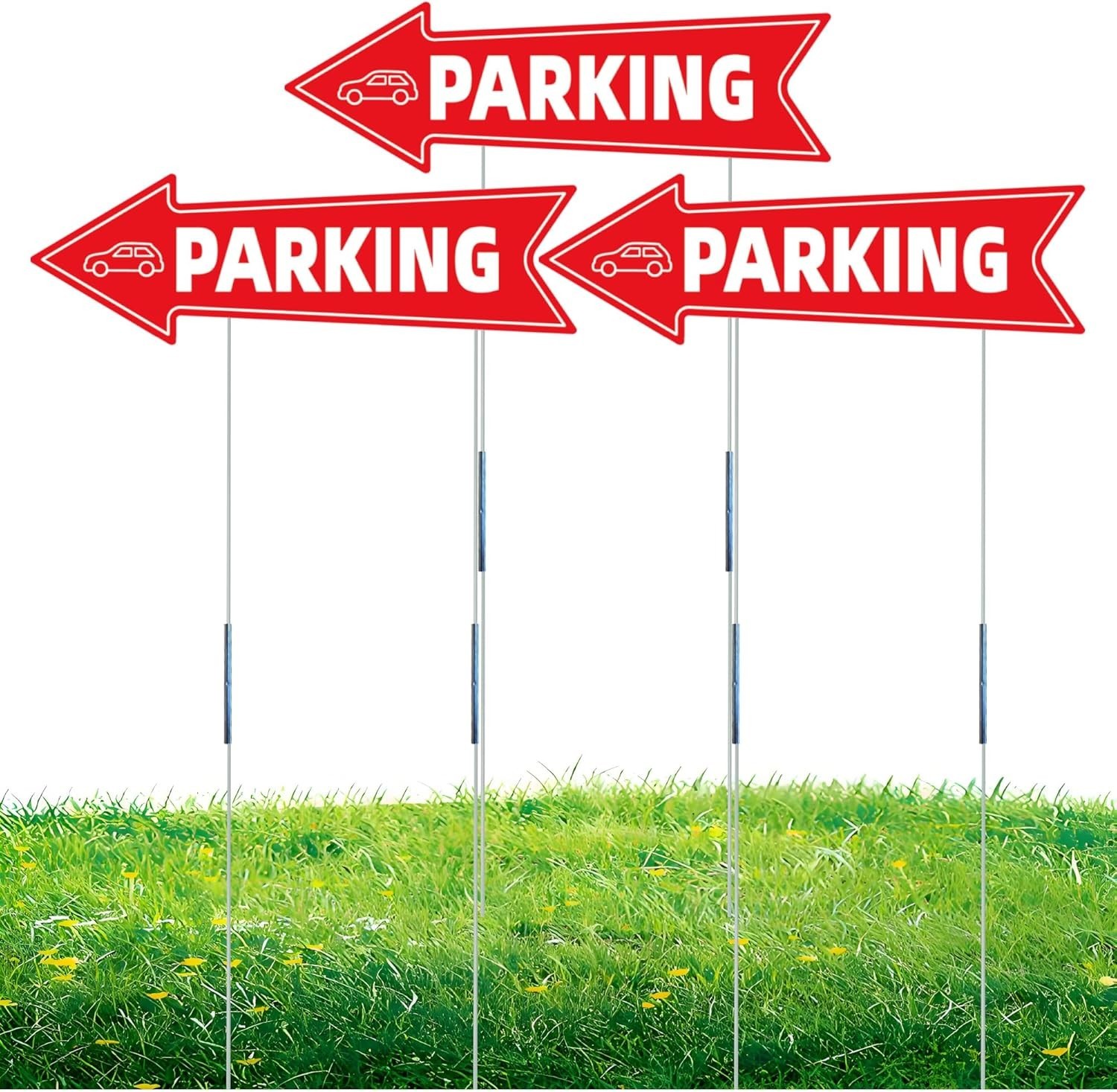 Weather-Resistant Red & White Parking Signs – Dual-Sided, 16×5 Inches, 3 Pack