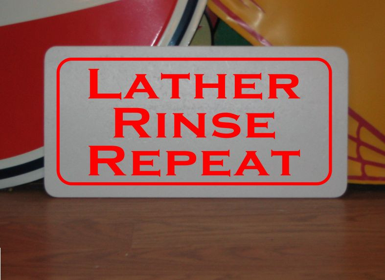 LATHER RINSE REPEAT Metal Sign 40&rsquo;s 50s Retro Vintage Style HAIR Beauty Parlor
