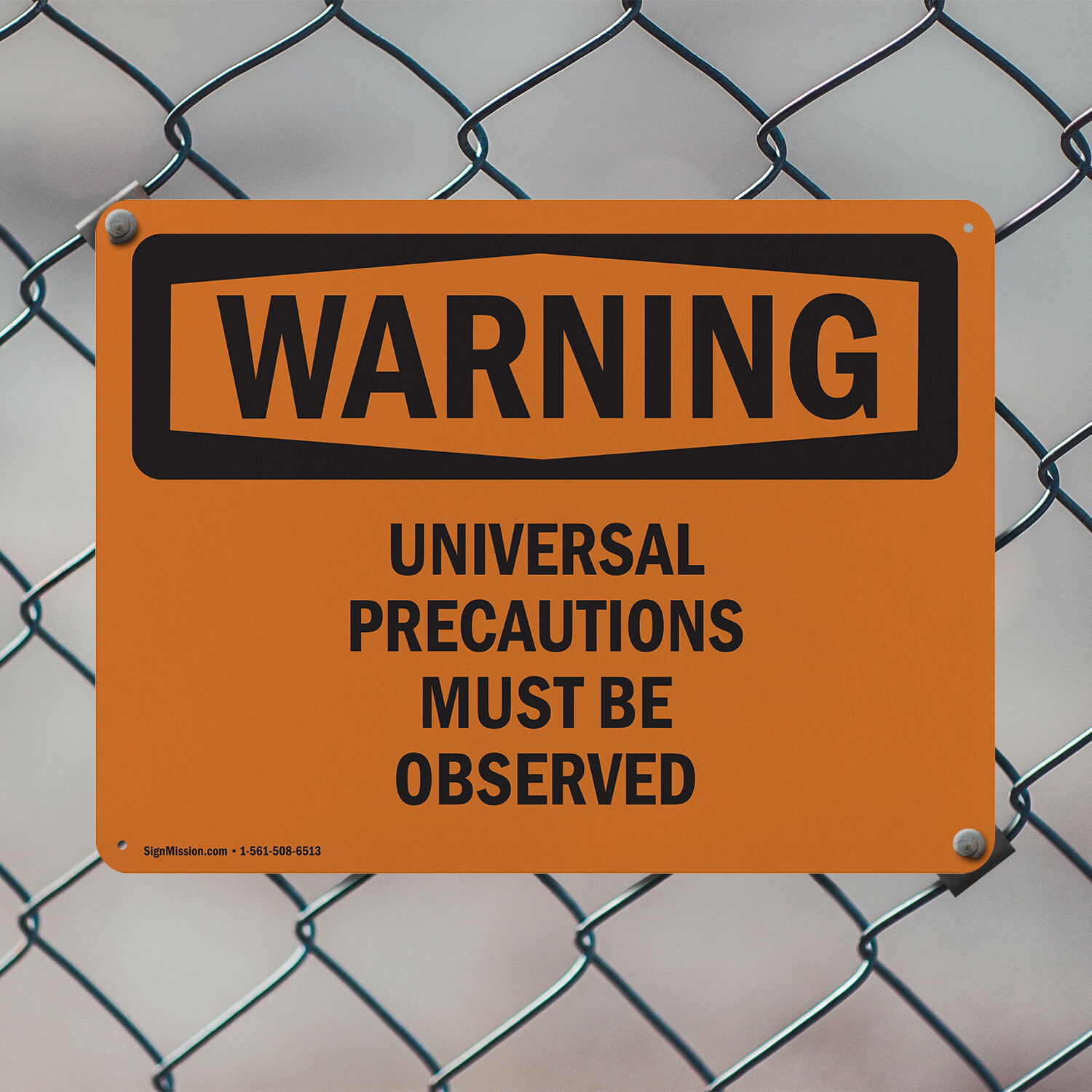 (2 Pack) Universal Precautions Must Be Observed OSHA Warning Sign Decal Metal