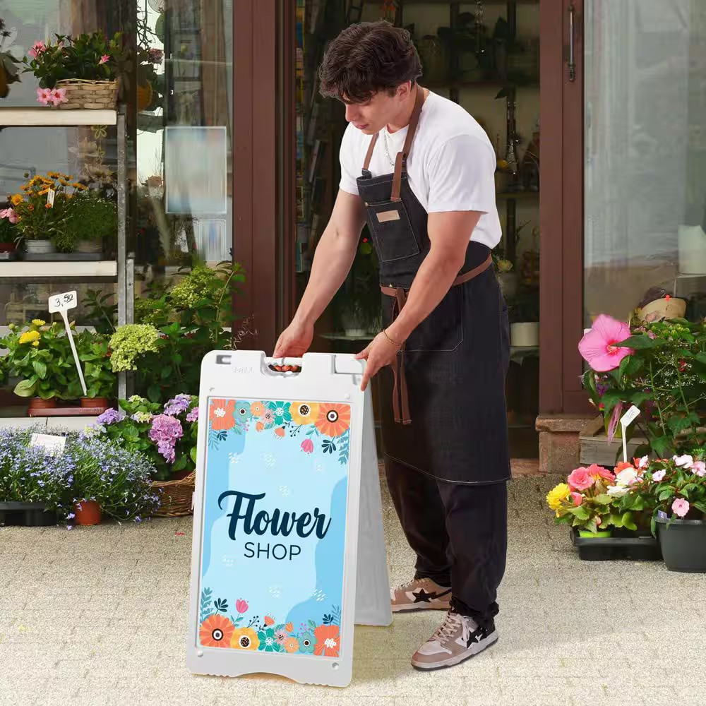 Sandwich Board, a Frame Sign Holder 22X28 In., Dual Display Outdoor Sign, White