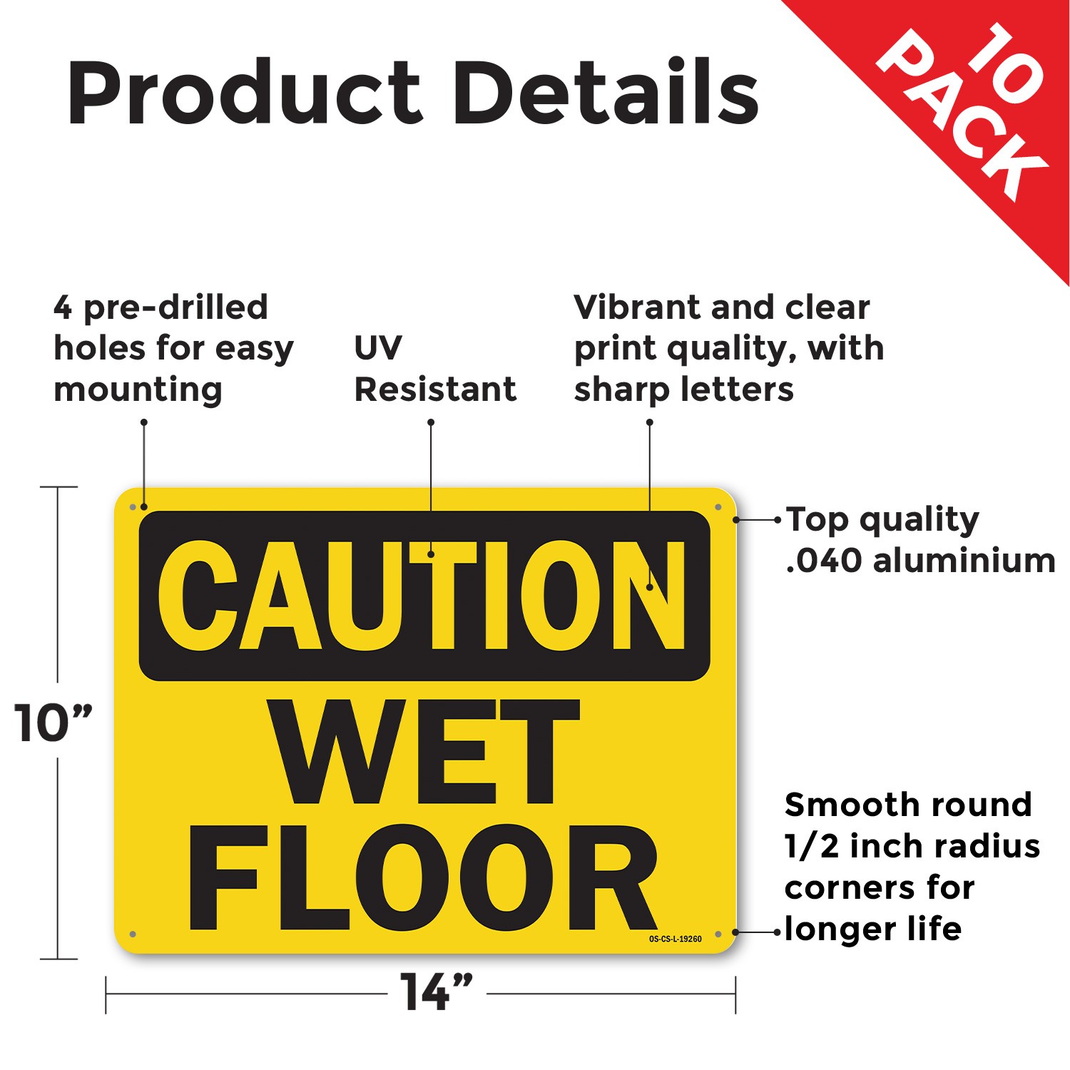 Wet Floor OSHA Caution Sign Metal, Plastic, Or Decal – 5 or 10 Pack