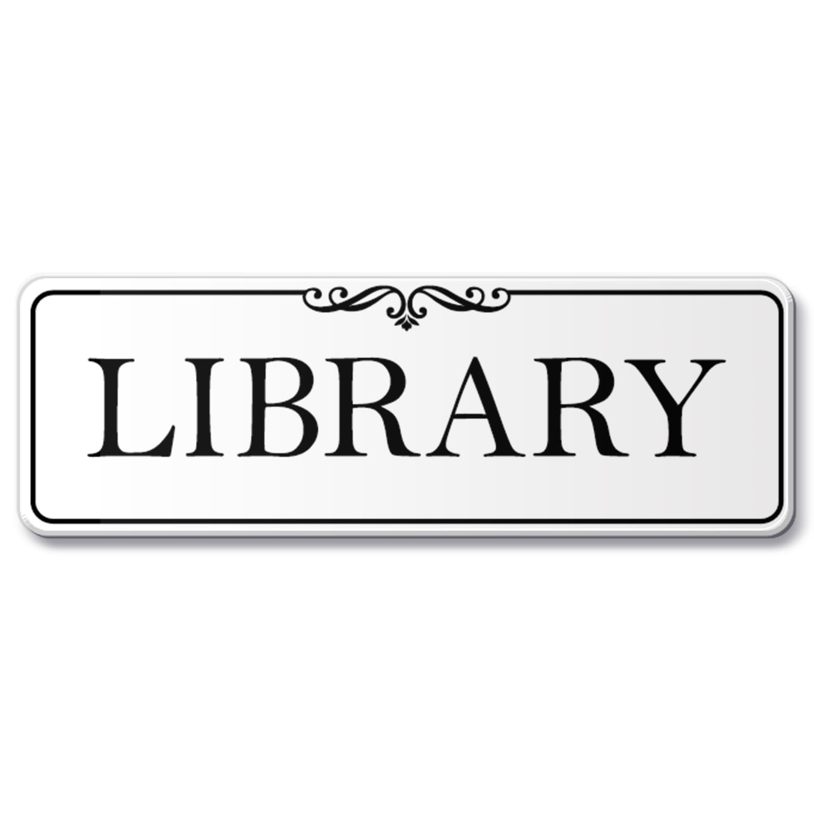 9×3 Inch Library Sign Acrylic Self-stick Door Wall Signage Great for School H…