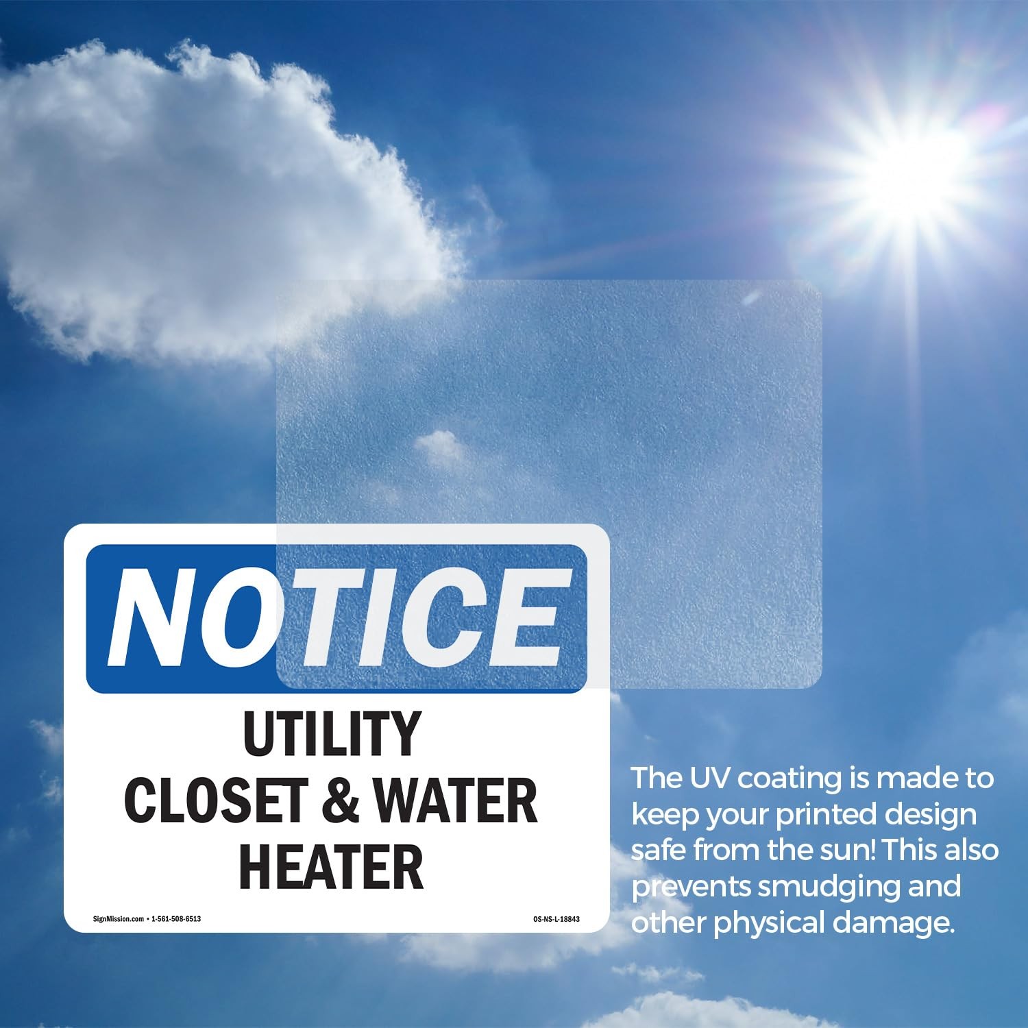 Utility Closet And Water Heater OSHA Notice Vinyl Decal Label 18 Inch x 12 In…