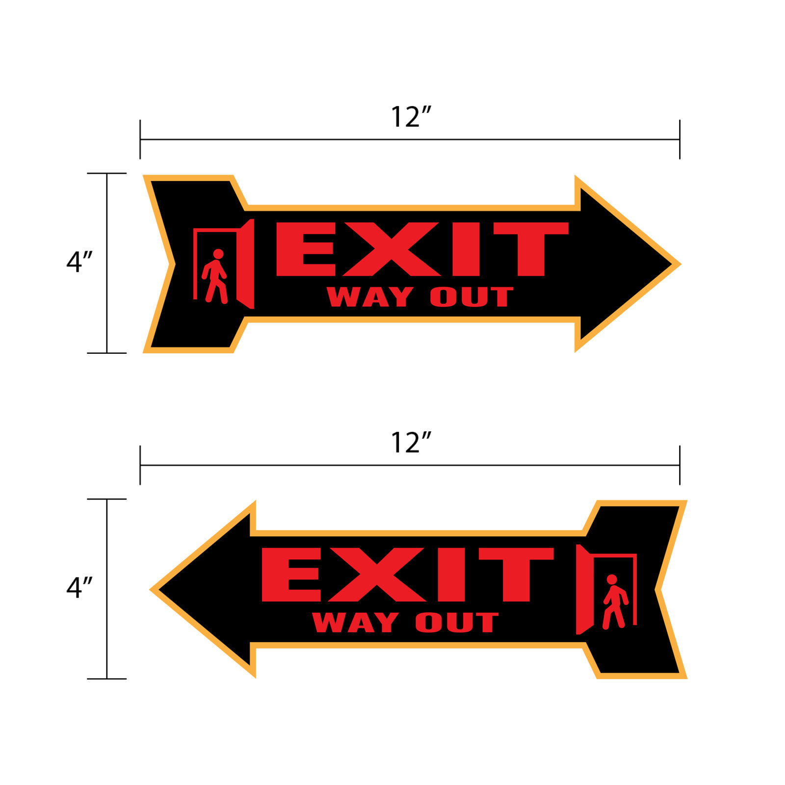 Arrow Shape Exit Way Out 12×4&Prime; Wall or Door Sign | Public Signage