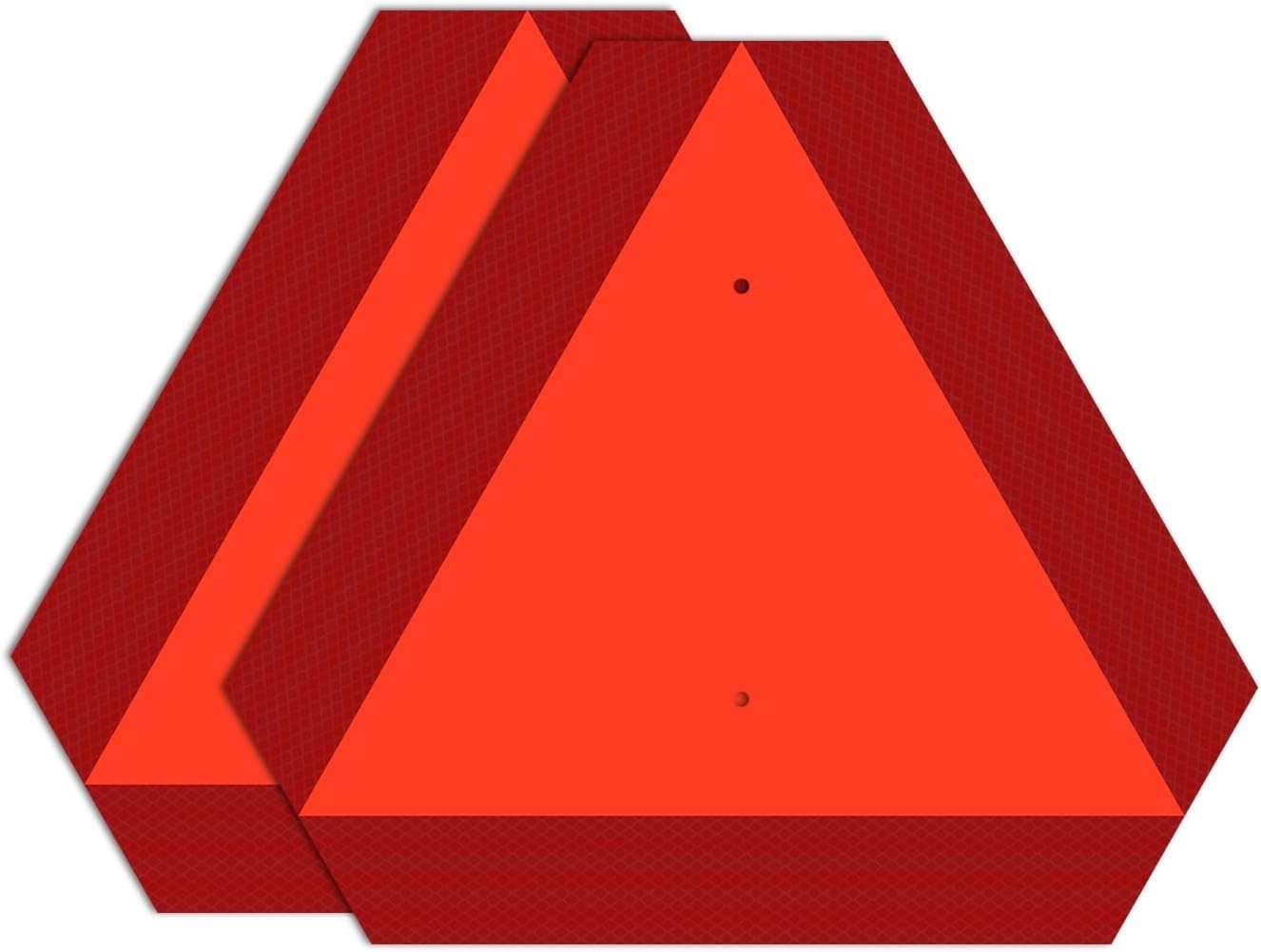 T R Metal Slow Moving Vehicle Sign 14 in x 16 in 2‑Pack Reflective