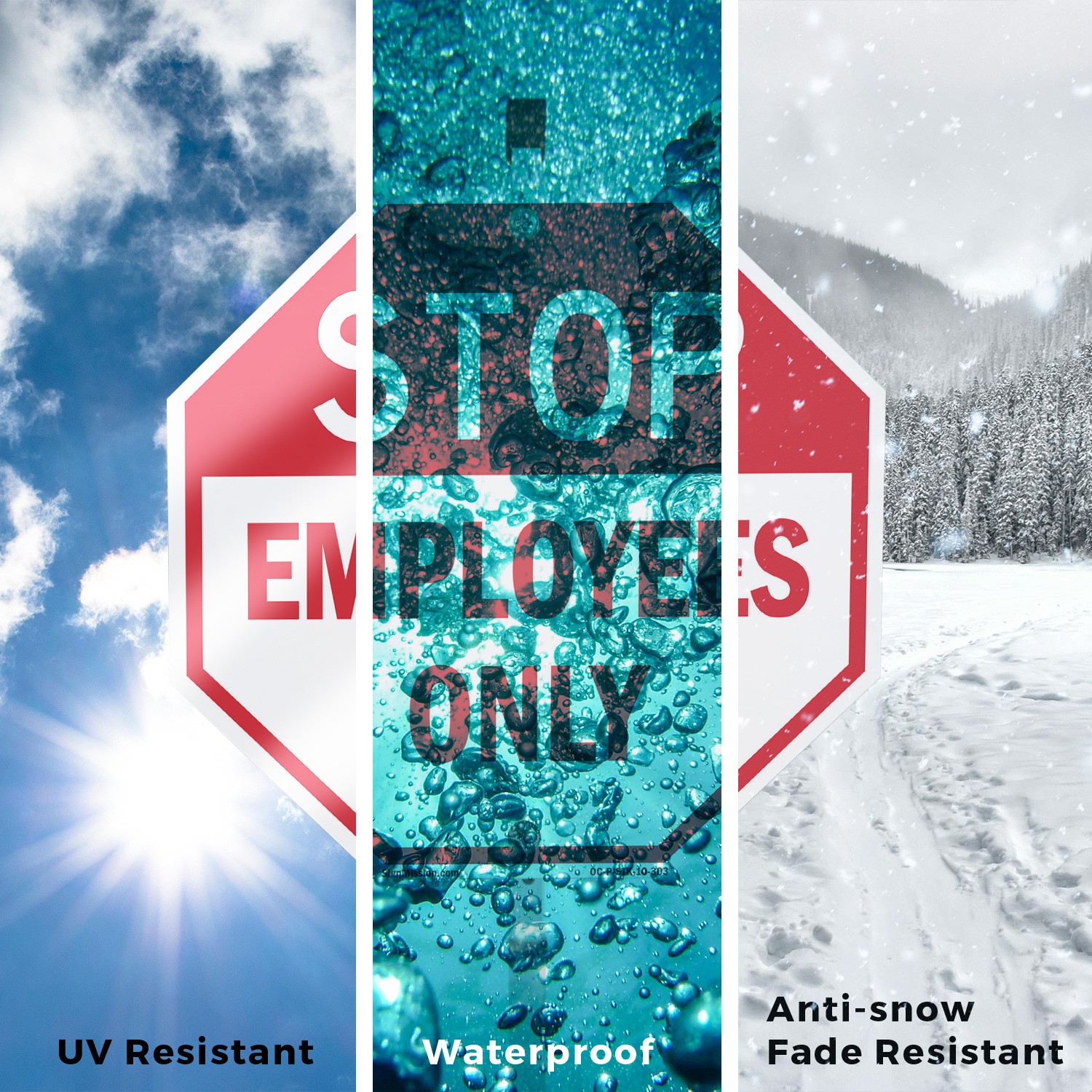 Stop Employees Only Octagon Sign With Stake Weather Resistant UV Protected