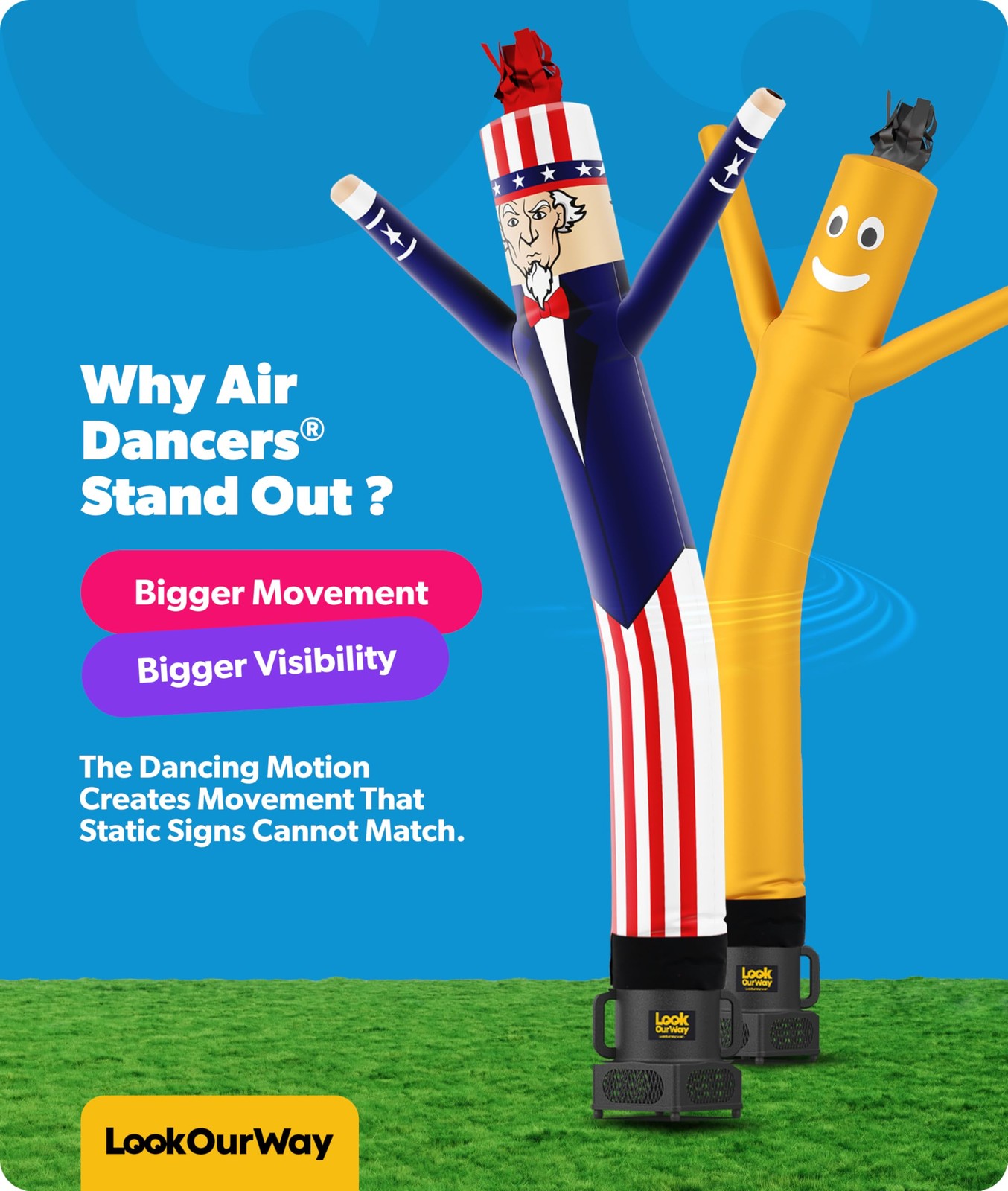 Lookourway Air Dancers Wacky Waving Inflatable Tube Man Attachment – 6 Feet