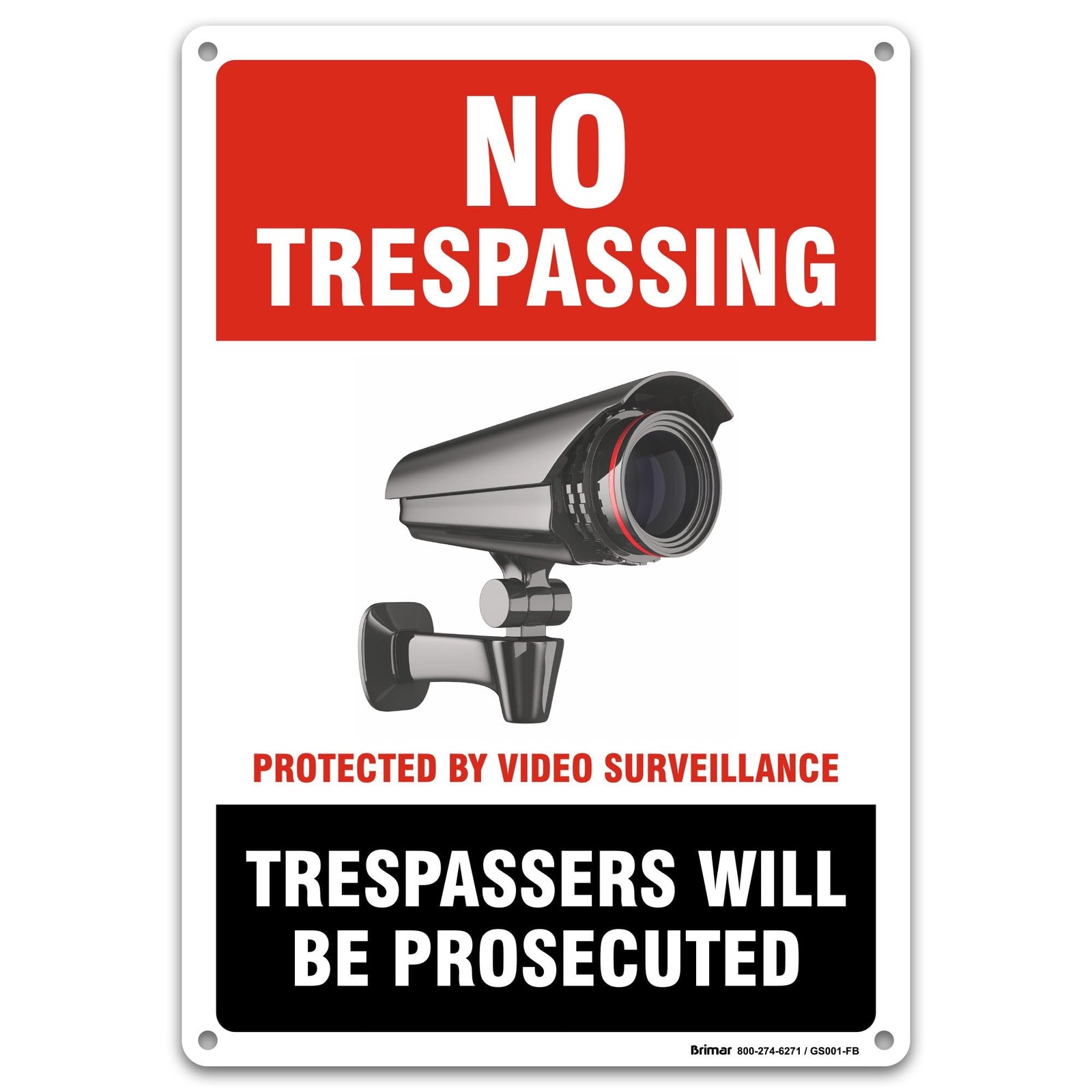 – 7&Prime;x10&Prime; No Trespassing Protected by Video Surveillance Sign – Weatherproof R…