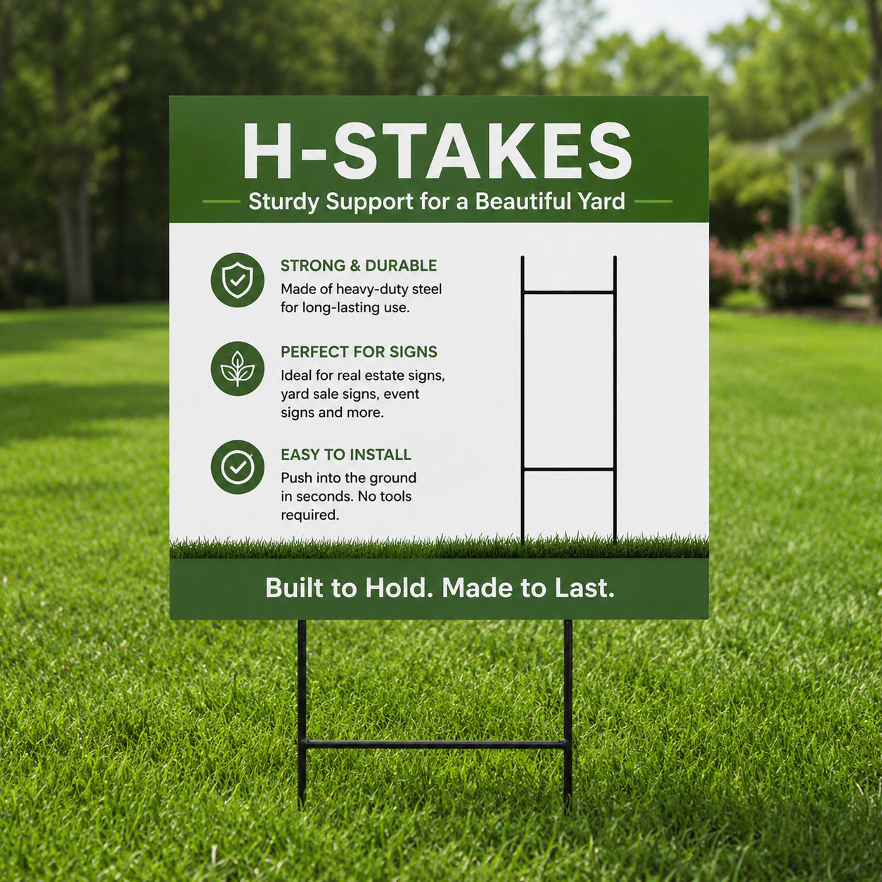 Sturdy Metal H Frame Stakes for Yard Signs(10 x30 inch)(Stakes Only) 5-PACK