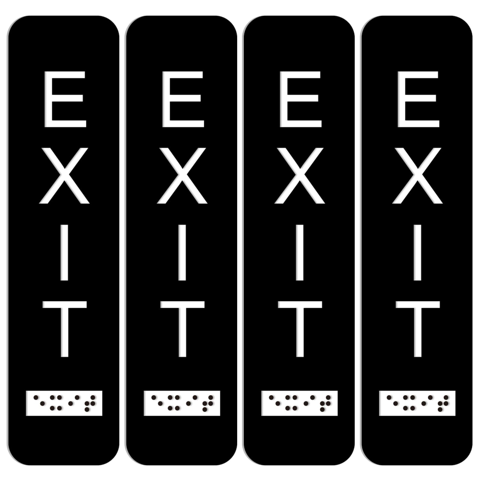 Tandefio 4 Pcs Vertical Exit Sign with Braille 8 x 2 Inch Exit Signs for Busi…