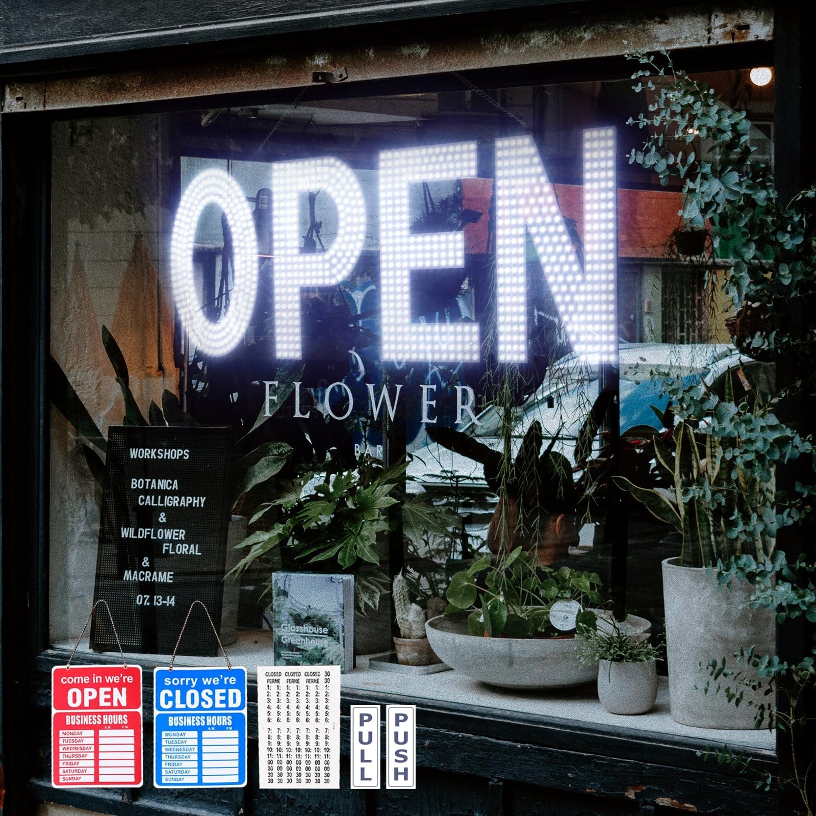 LED Open Signs for Business, 40&Prime;x14&Prime; Dimmable Large LED Open Light Up Sign wi…