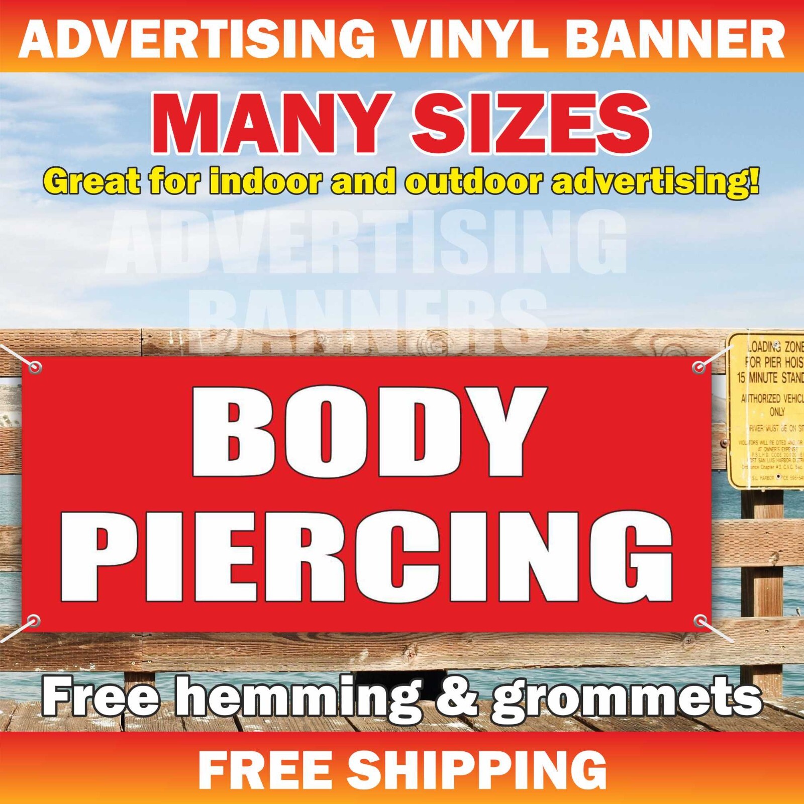 BODY PIERCING Advertising Banner Vinyl Mesh Sign temporary color tattoo salon