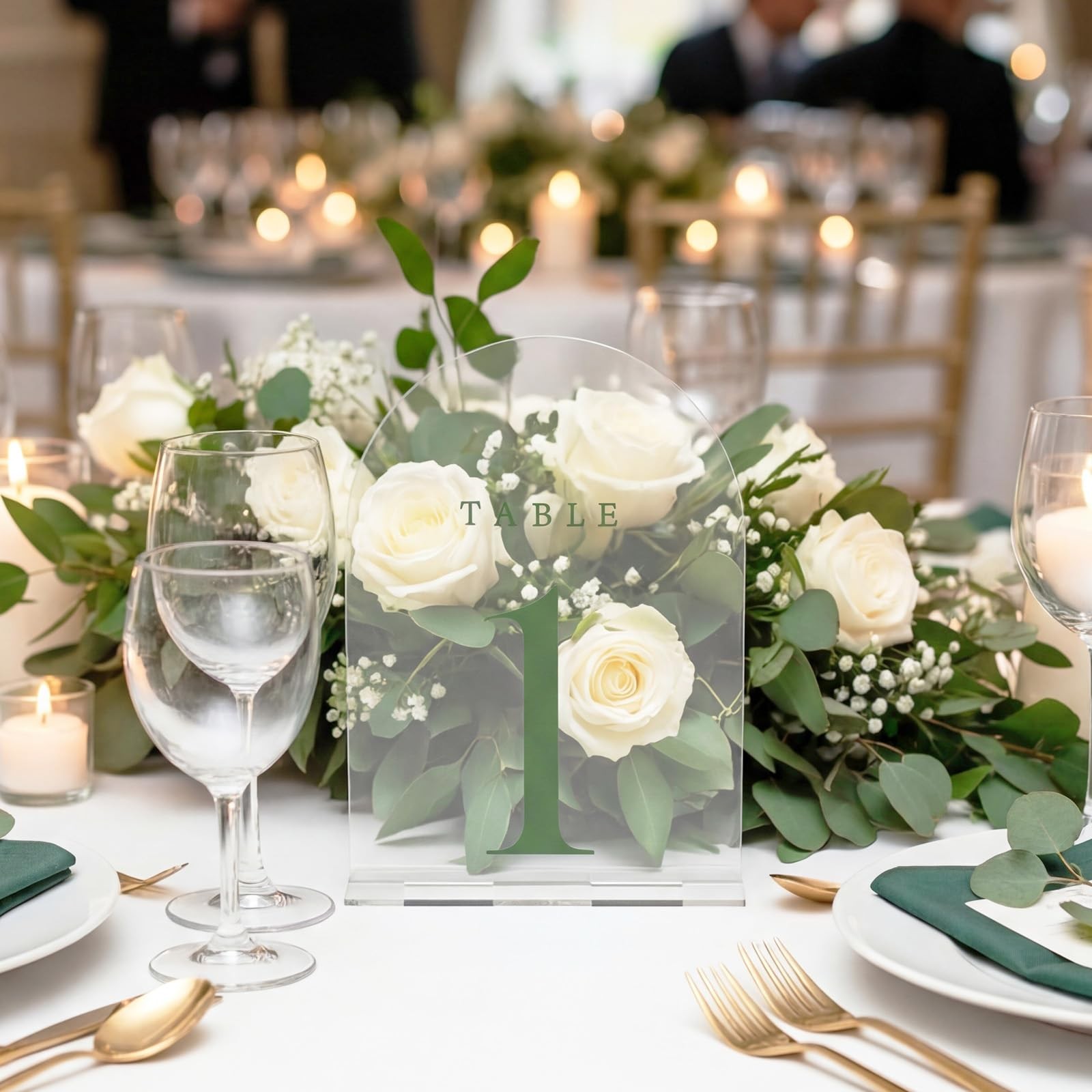 Numbers 120 Gold Frosted Arch Acrylic Wedding Table Sign Stands 5×7 Inch