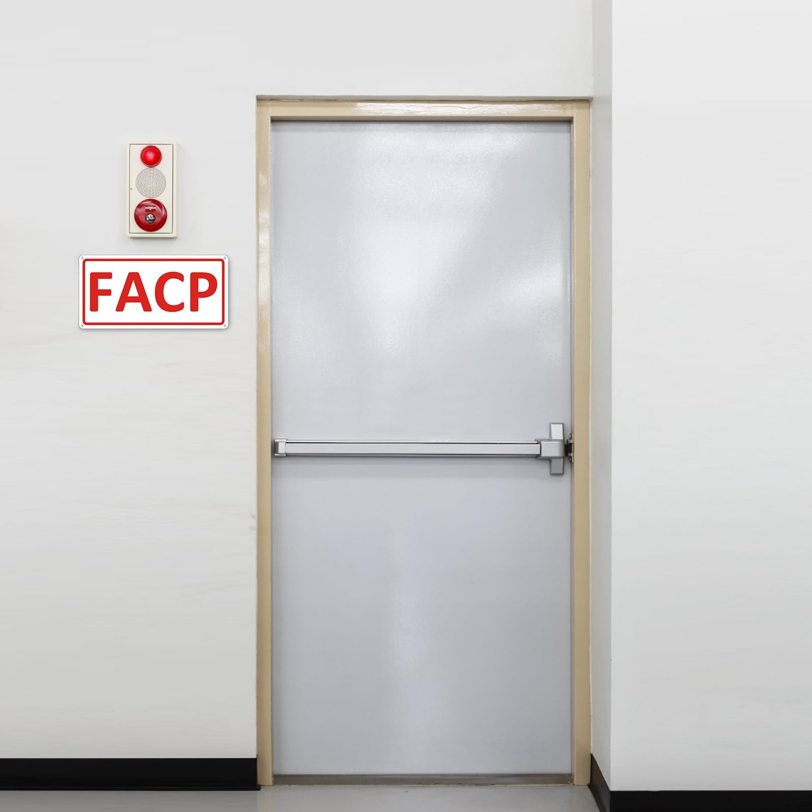 2 PCS FACP Fire Alarm Control Panel Sign 12×6 Inch Aluminum Reflective White