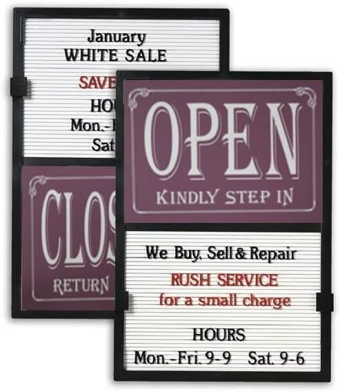 Glassmate Vertical Open/Closed Message Slider Board Sign | 14&Prime;W x 20&Prime;H