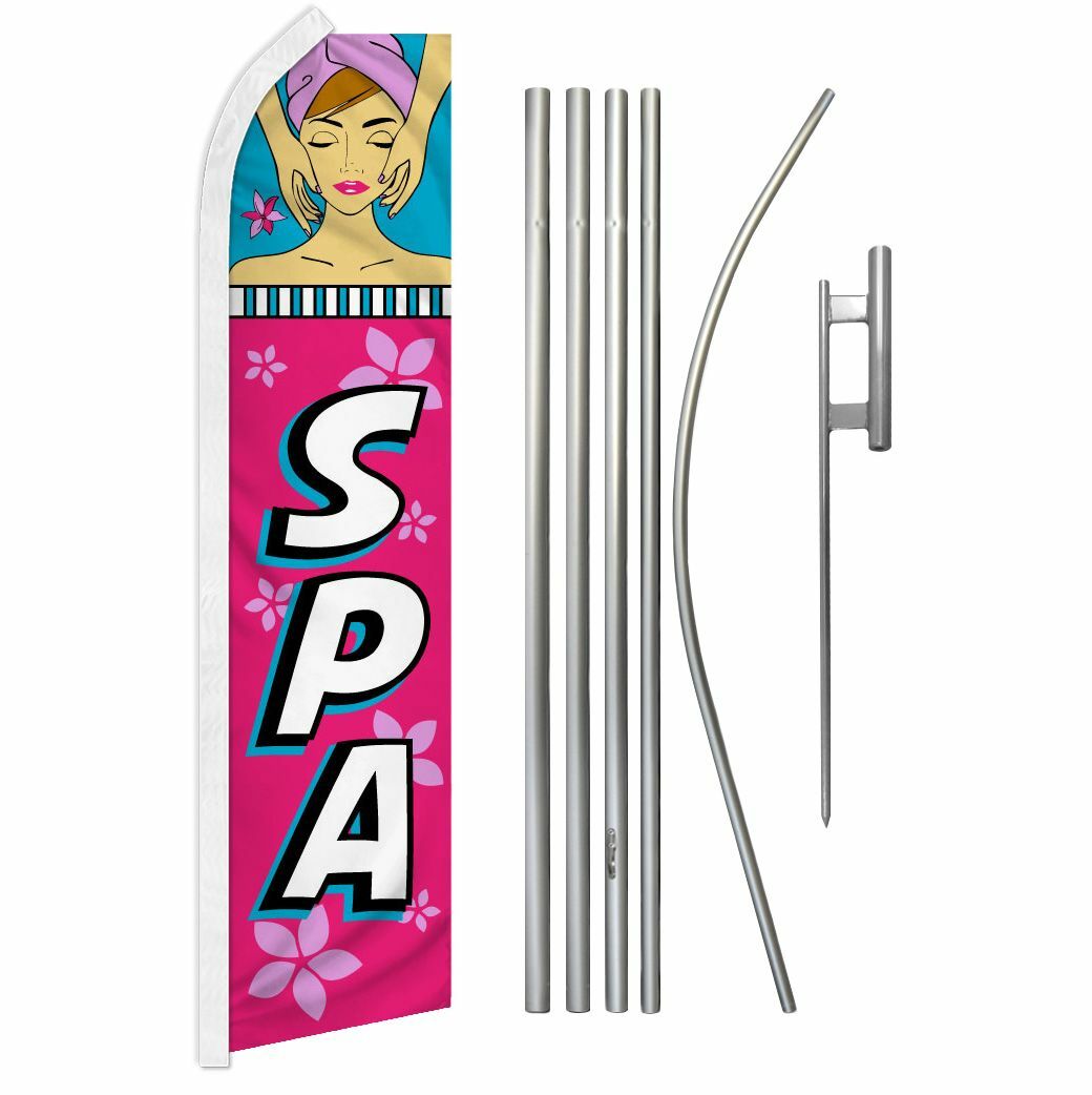 « SPA » Advertising Super Flag & Pole Kit beauty salon massage