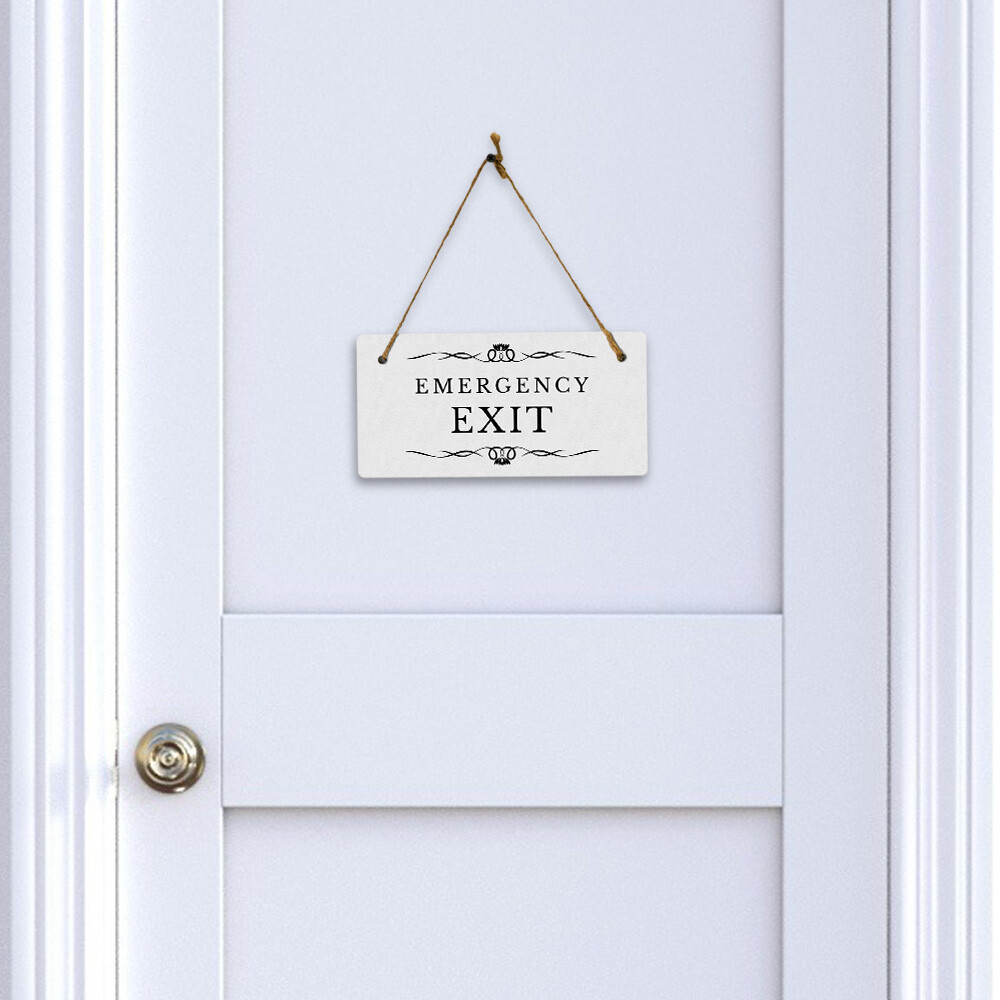 Emergency Exit 5&Prime; x 10&Prime; Hanging Wall or Door Sign | Rustic Twine