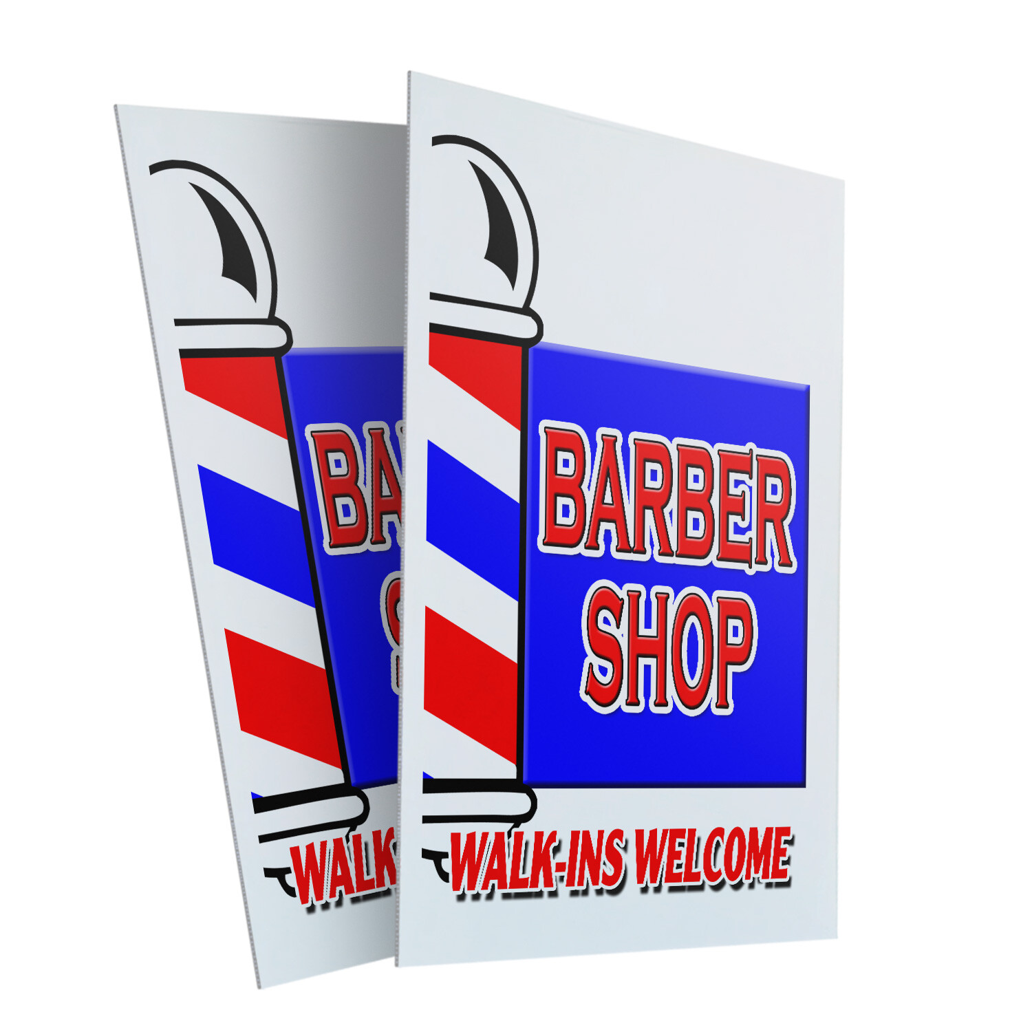 A-frame Sidewalk Barber Shop Walk-ins Welcome 24&Prime; x 36&Prime; Double Sided A-Frame Sid