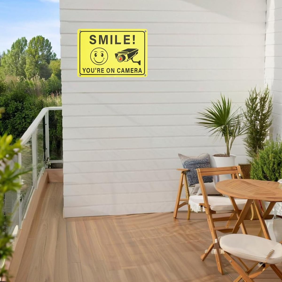 Smile You are on Camera Sign, 2-Pack 10 * 7 Inches Aluminum Video Surveillance
