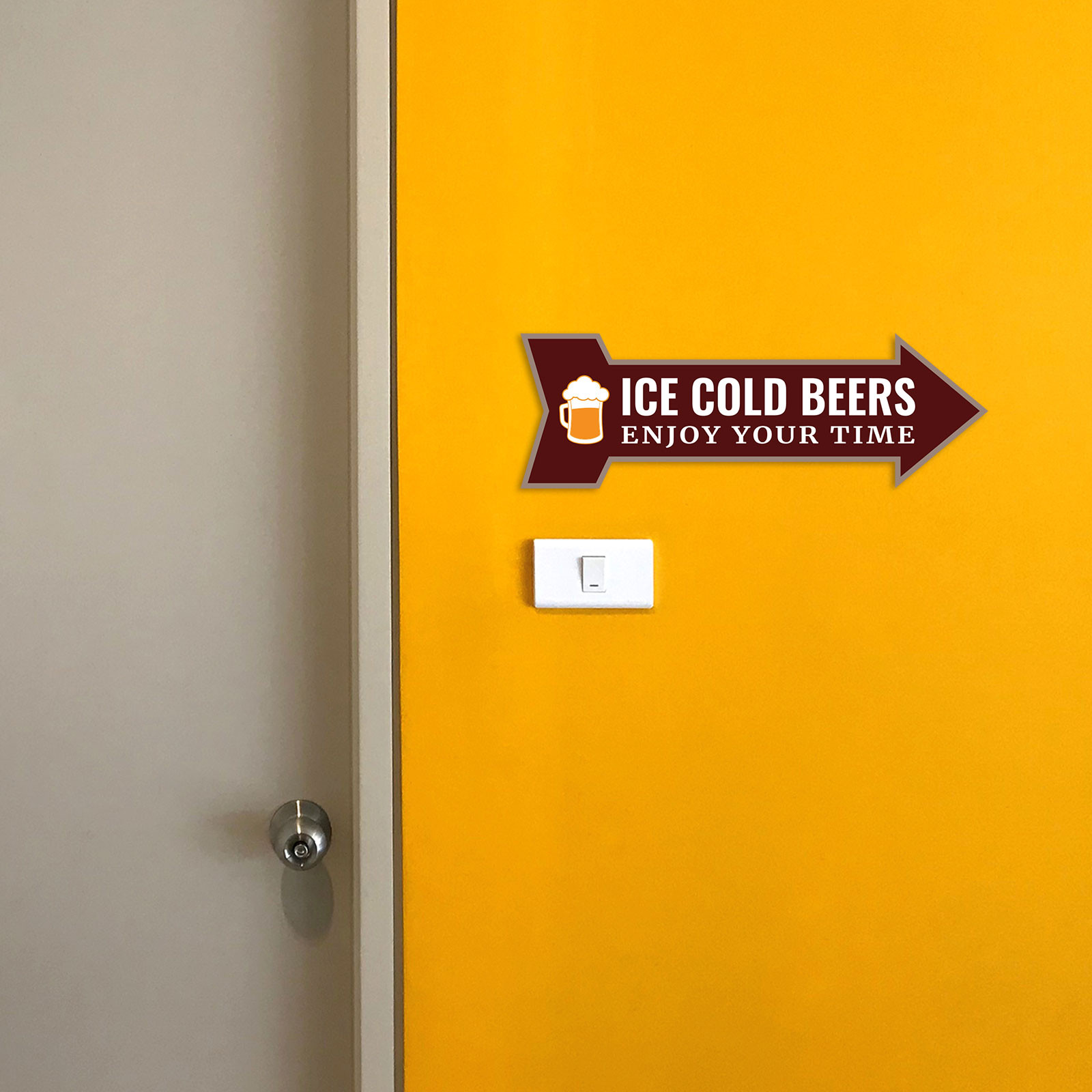Arrow Shape Ice Cold Beers Enjoy Your Time 12×4&Prime; Wall or Door Sign