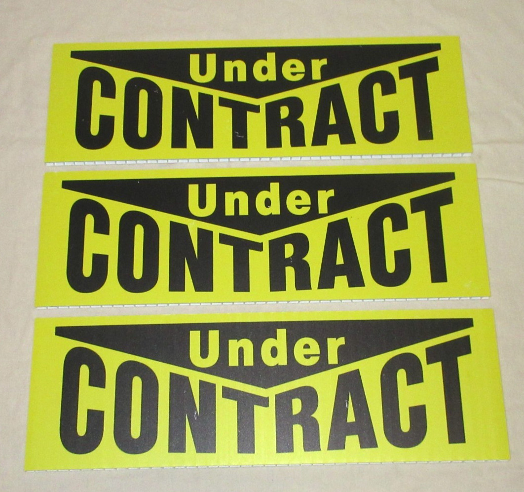 3 Corrugated Plastic Double Sided Sign Realtor Real Estate UNDER CONTRACT Yellow