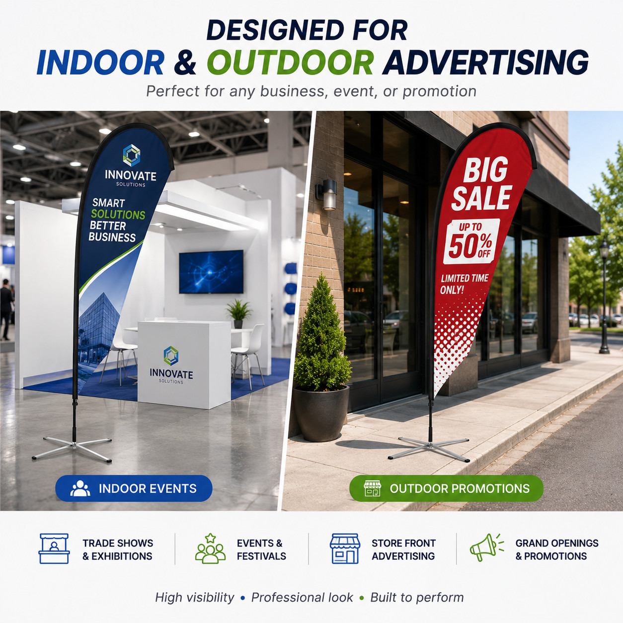Custom Teardrop Flag Banner Printing | Full Color Single & Double Sided