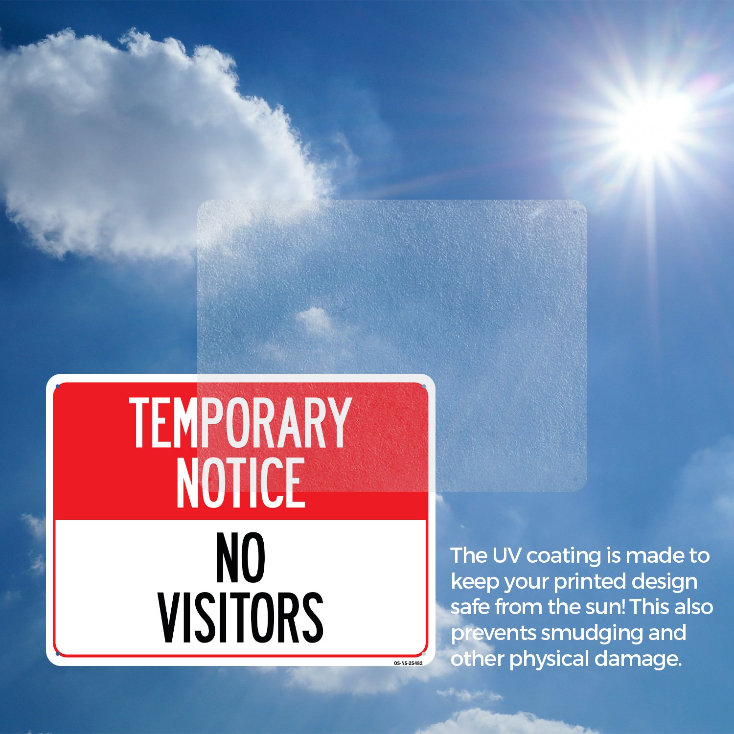 Temporary Notice No Visitors Public Safety Sign Metal,, Decal 5 or 10 Pack