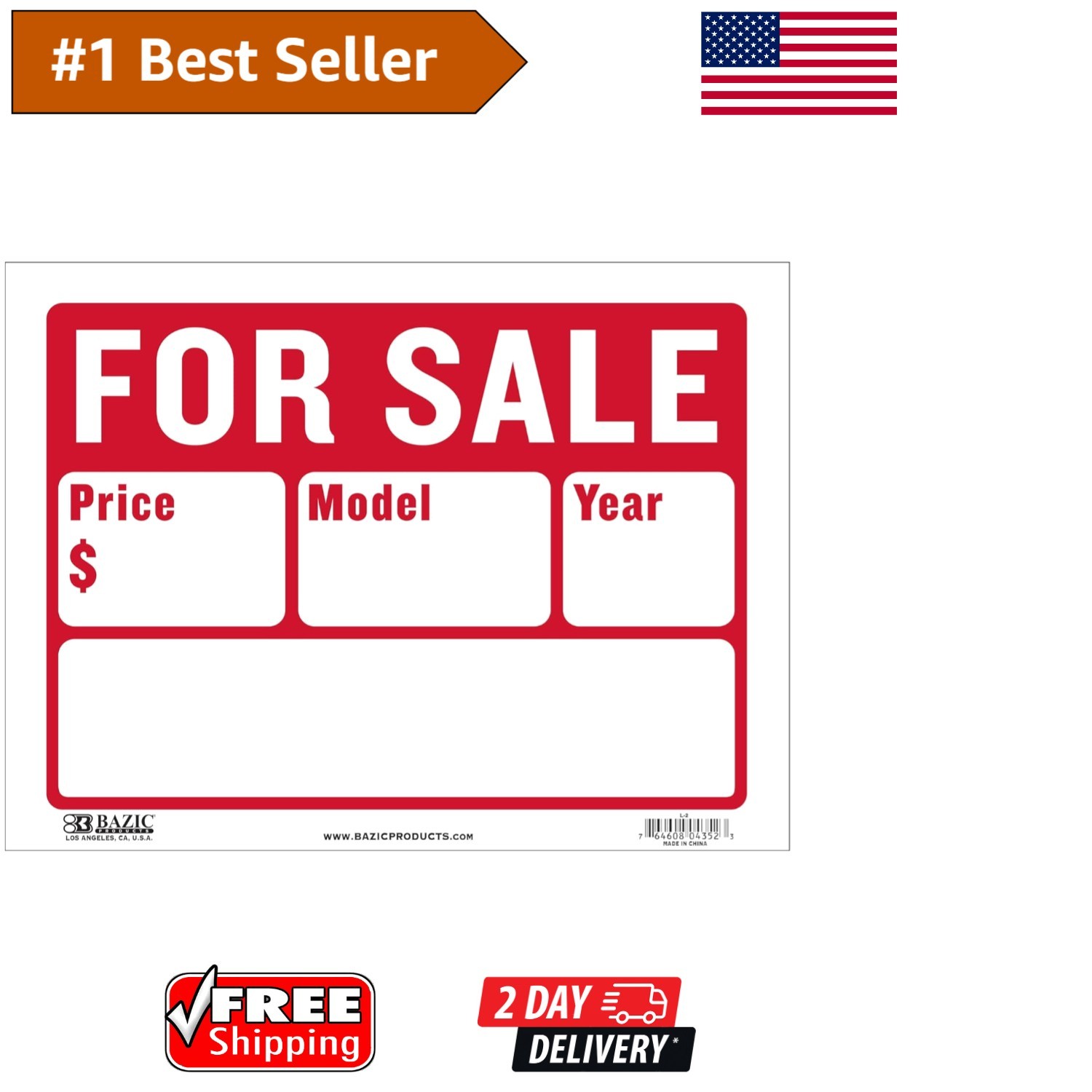 Durable 12×16 Red For Sale Sign – 24 Count, High Visibility, Pre-printed